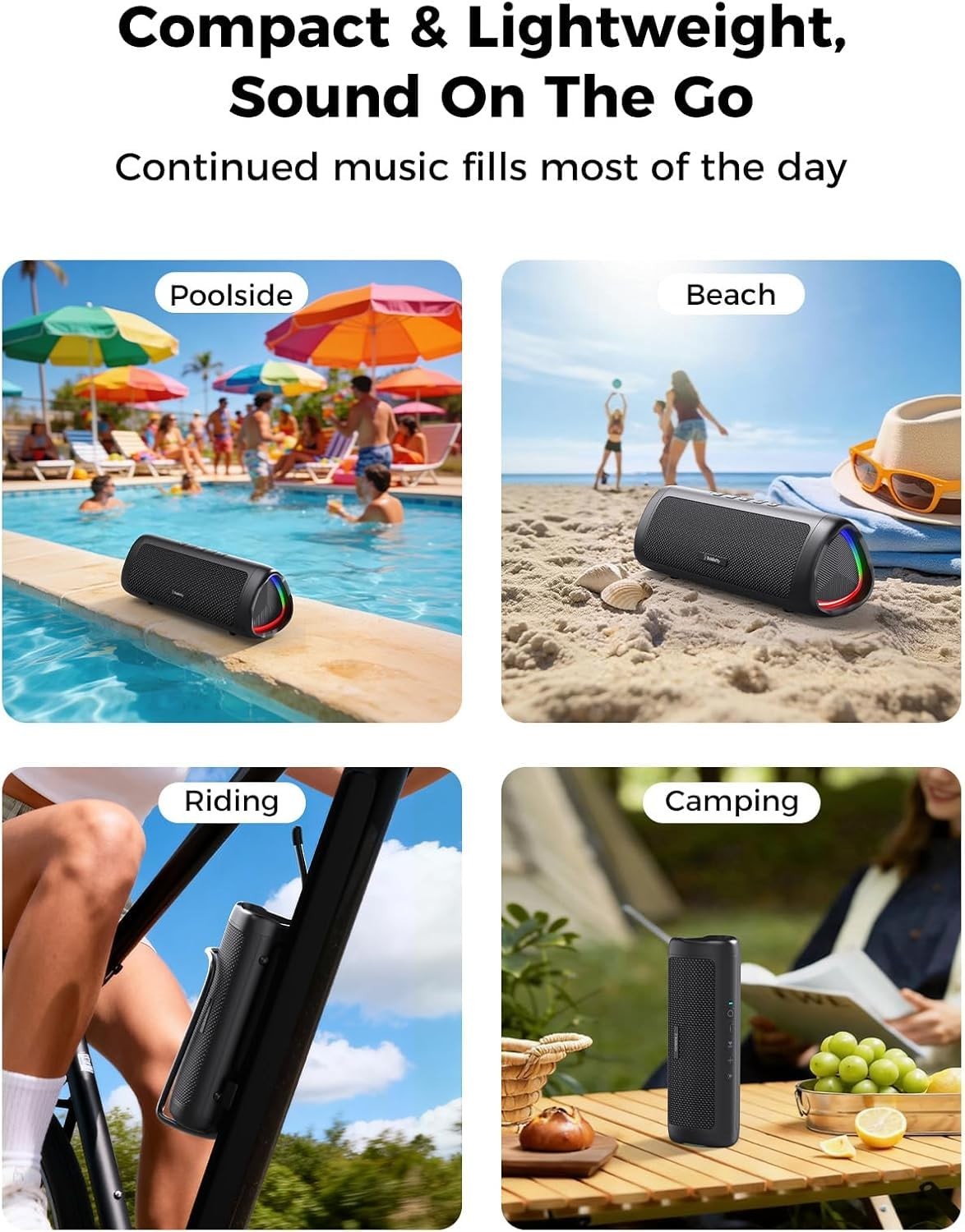 Bluetooth Speaker, 20W HD Sound, Portable Wireless, IPX5 Waterproof, Up to 24H P