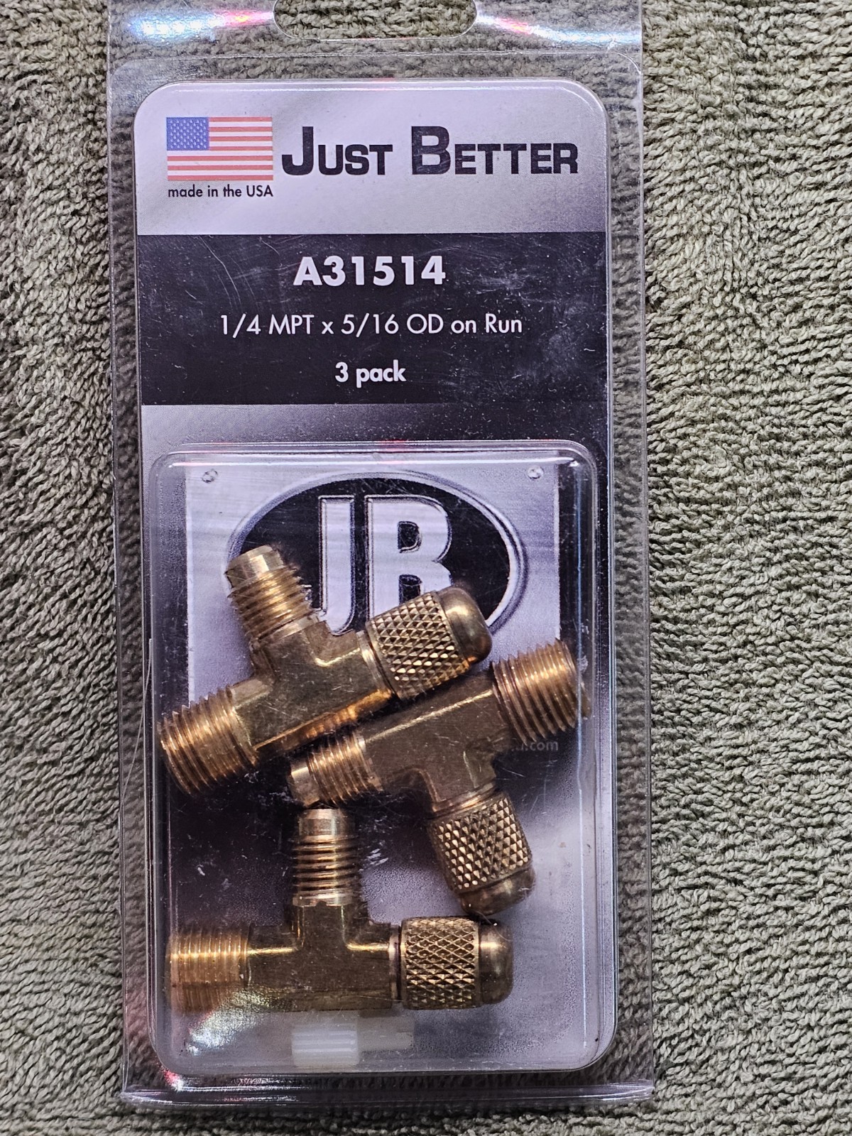 *3 PACK* JB JUST BETTER A31514 1/4 MPT x 5/16 OD on Run