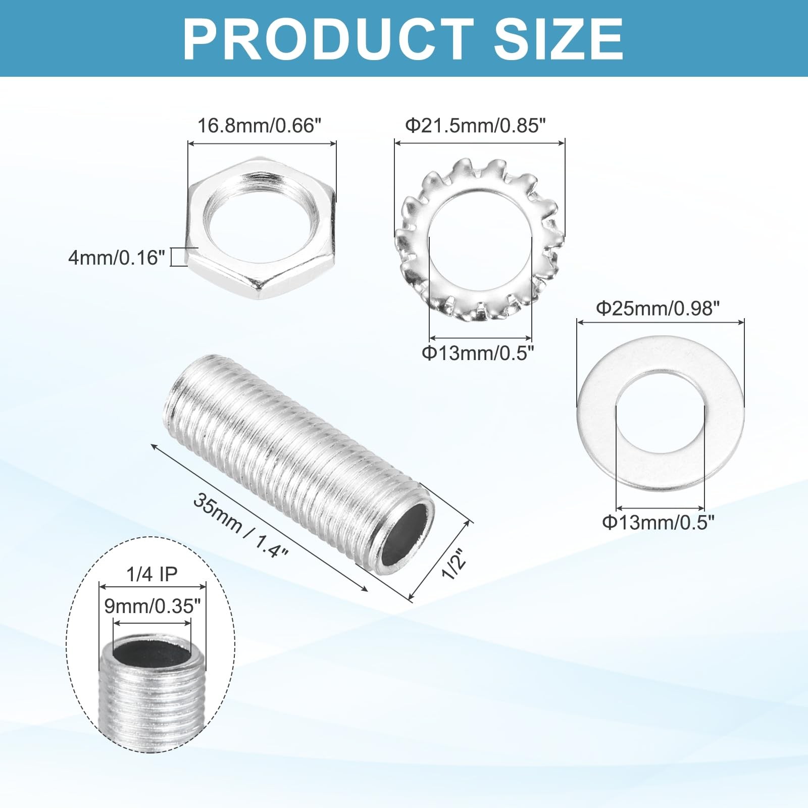 MECCANIXITY 35Pcs 1.4″ Lamp Pipe Nipples Kit with Hex Nuts Washers, 1/4IP All…