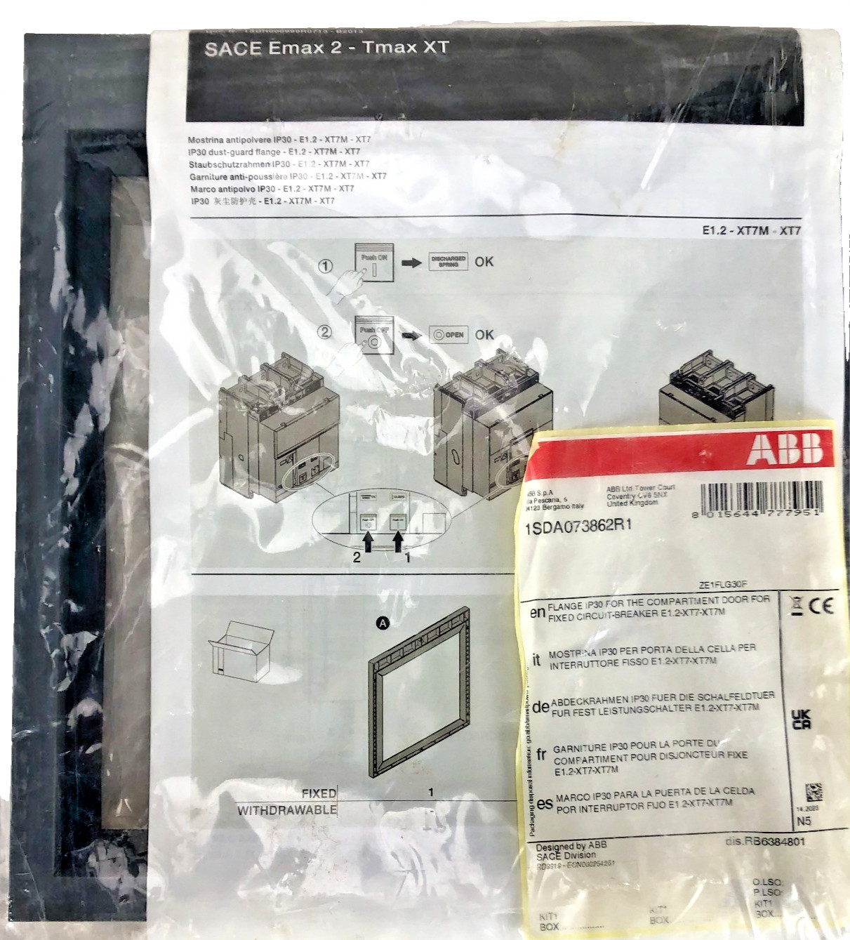 ABB 1SDA073862R1 IP30 Door Flange Frame XT7 XT7M E1.2 Emax 2 Switchgear SACE