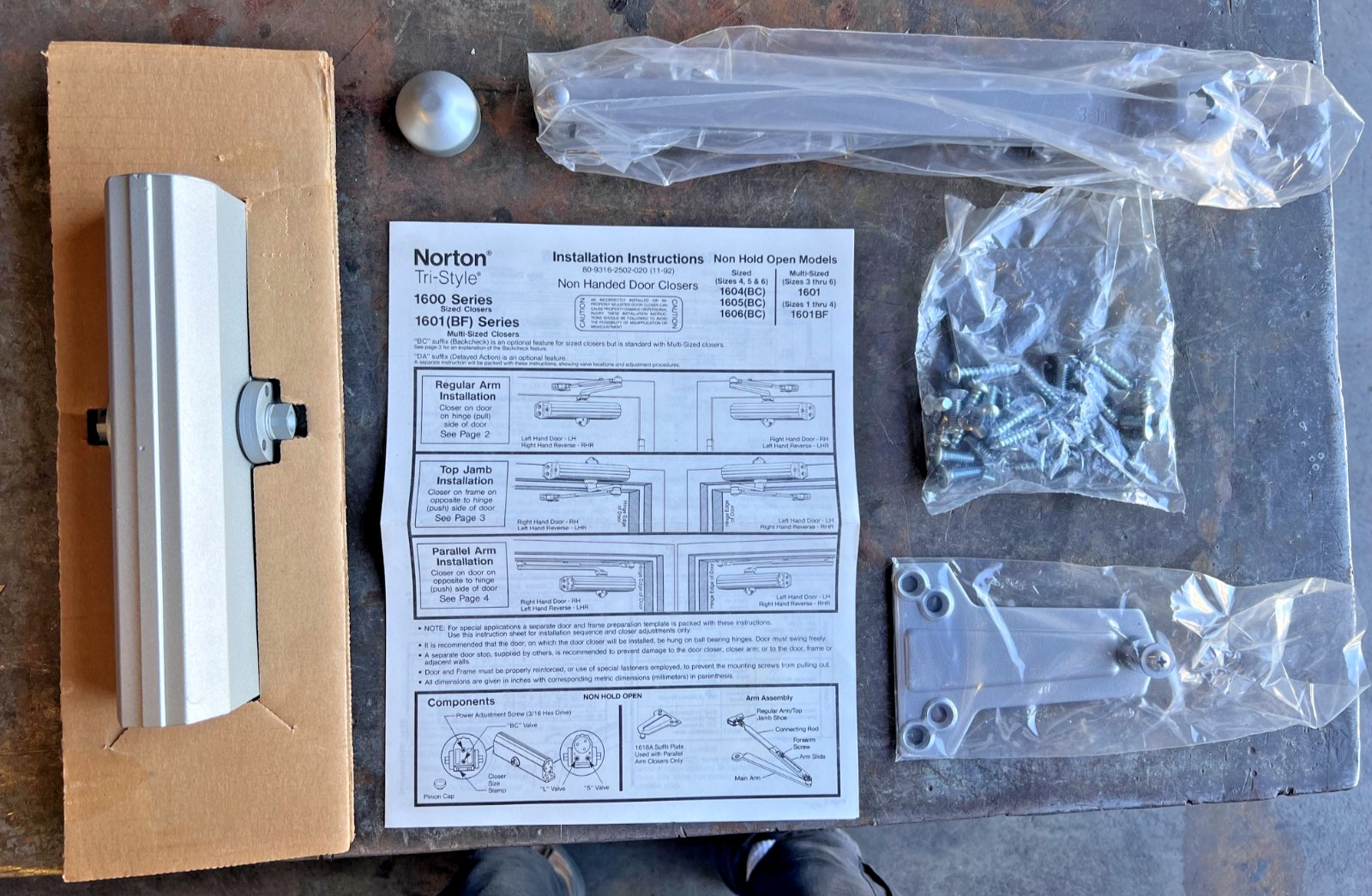 NORTON ASSA ABLOY TRI STYLE 1600 SERIES NON HANDED DOOR CLOSER 1601(BF)