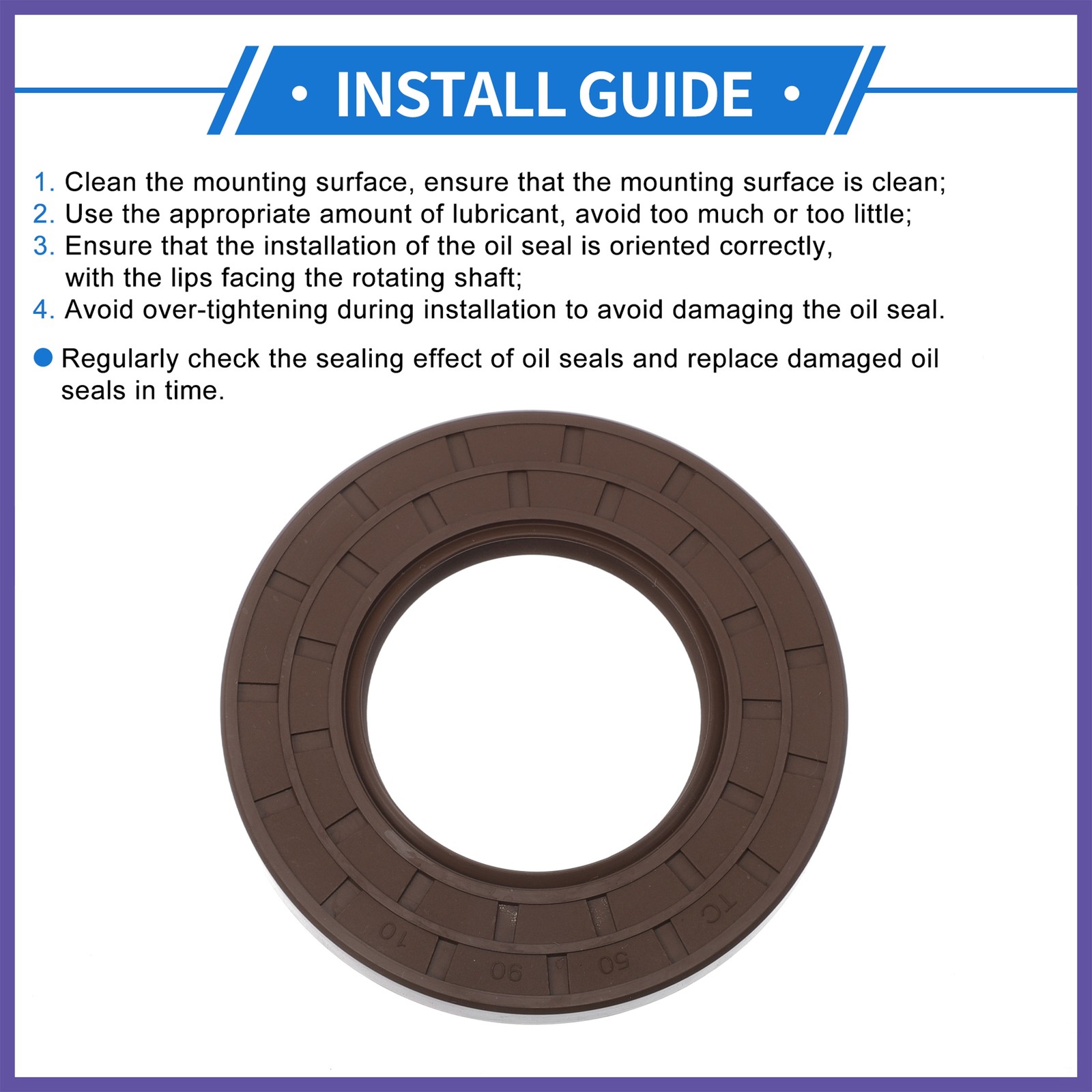 Oil Seal Seal Ring Rotary Shaft Seal FKM Rubber 50x90x10mm 2 Pcs