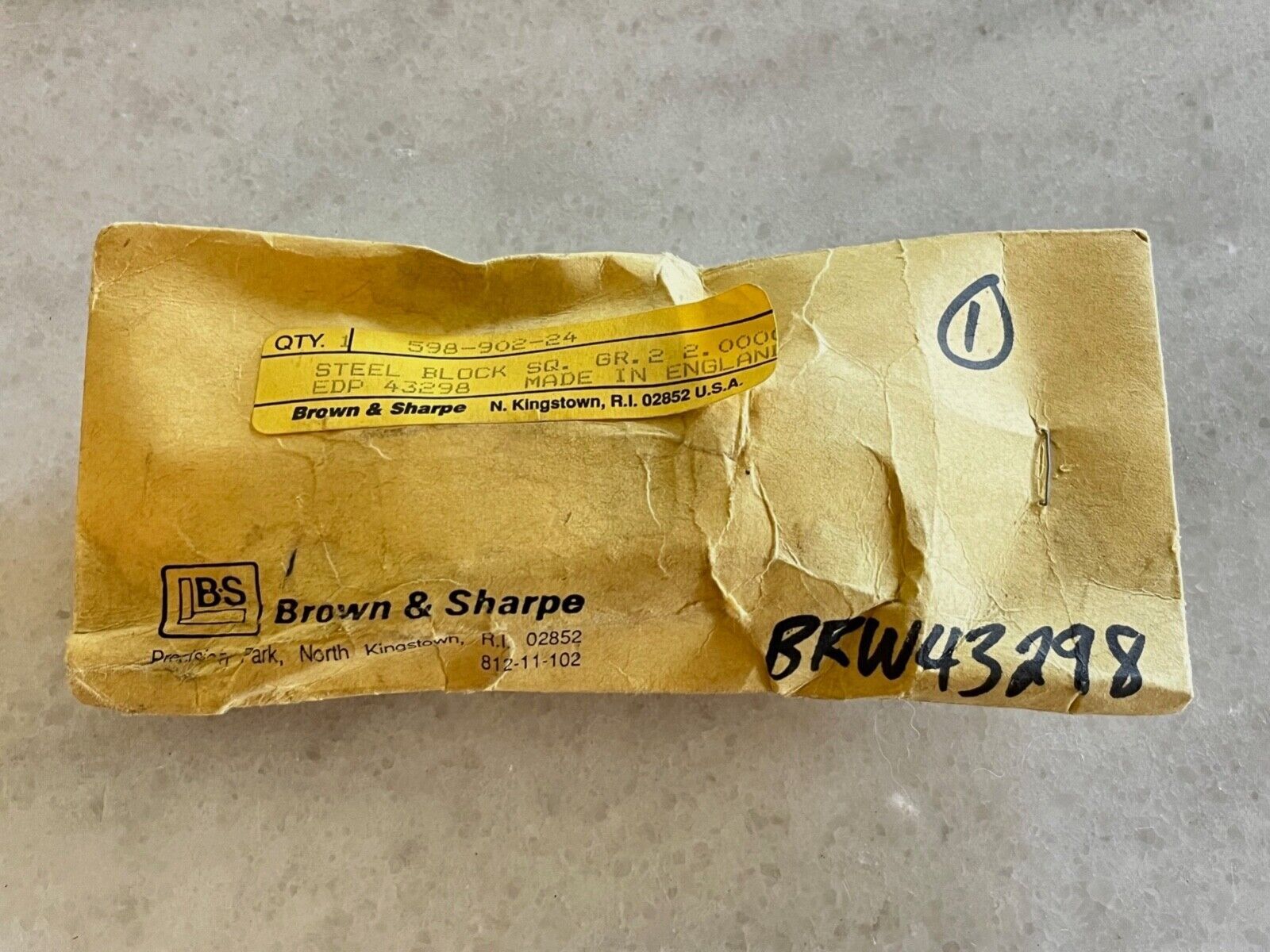 1 new Brown & Sharpe 598-902-24 Steel Block Square Grade 2, 2.0000, EDP: 43298