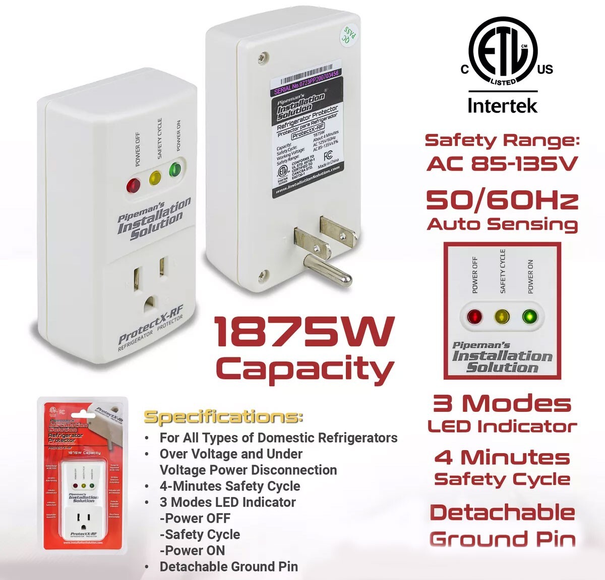 NEW AC Voltage Protector Brownout Surge Refrigerator 1800 Watt Appliance 2 Pack