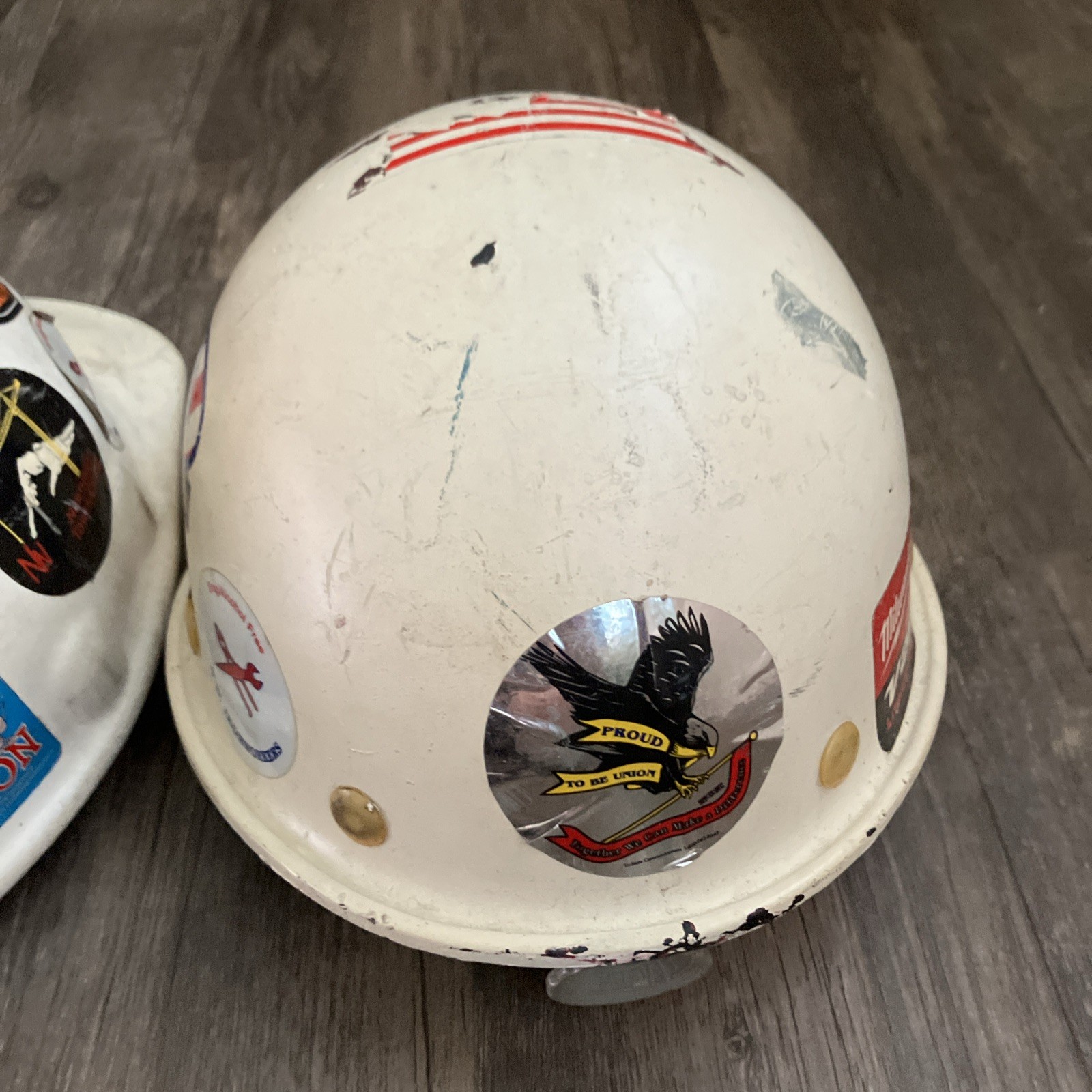 Lot 2 Vintage Fibre-Metal Hard Hats White Class E & G Seattle Ironworker Union