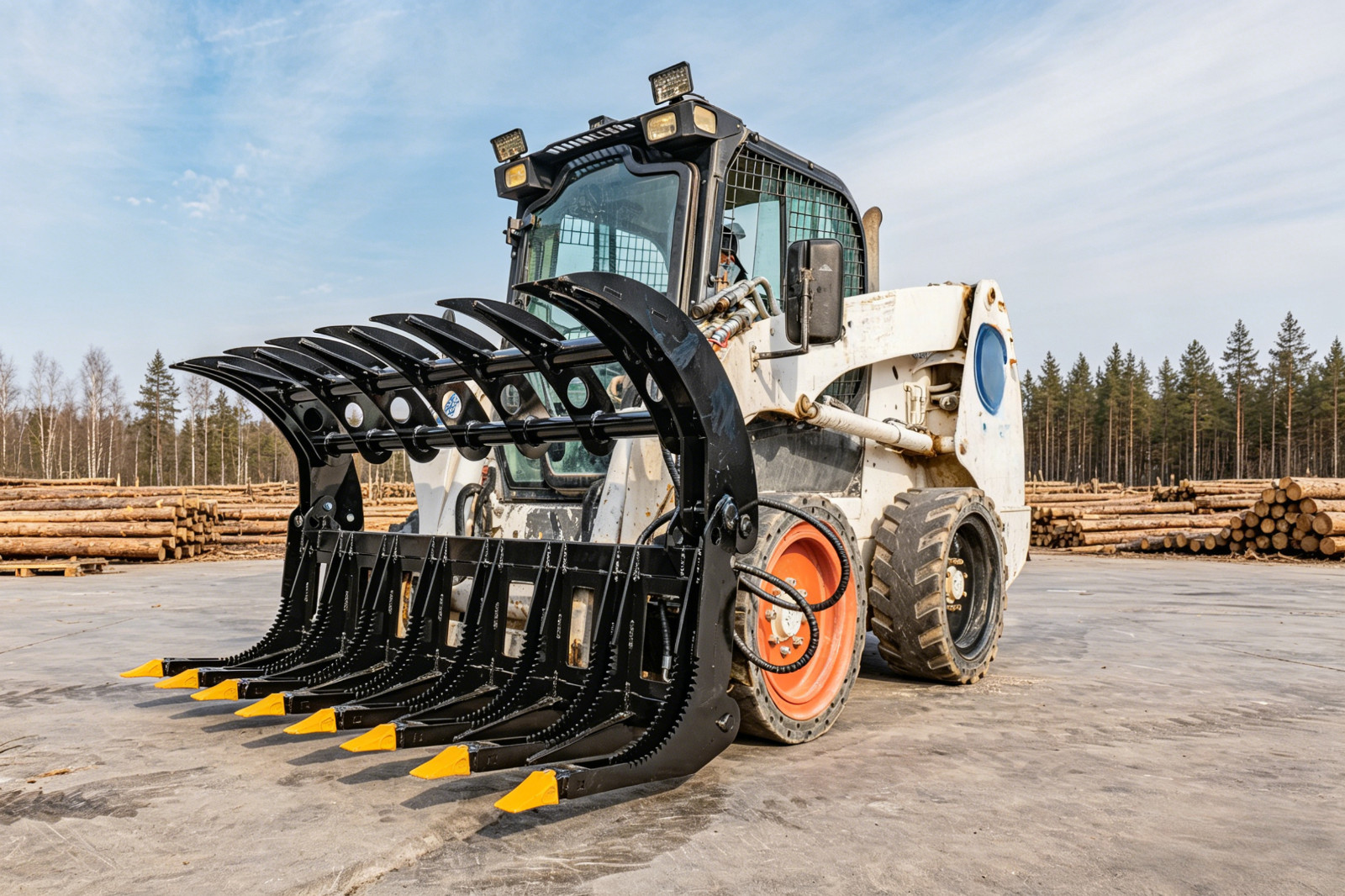 72″ Brush Root Rake Grapple Attachment For Bobcat Skid Steer