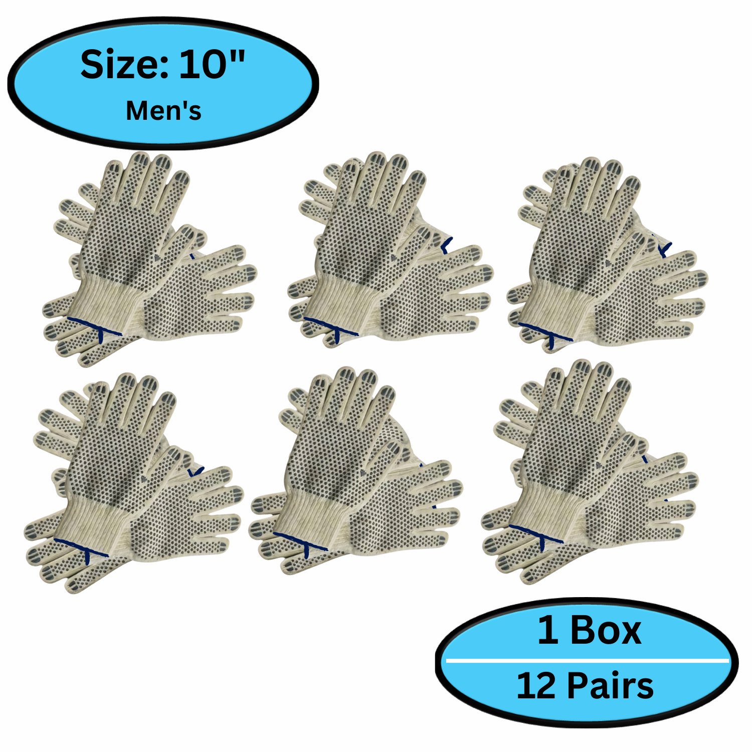 Black PVC Double Dot Work Gloves 12 Pairs (1 Dozen) Men’s Size