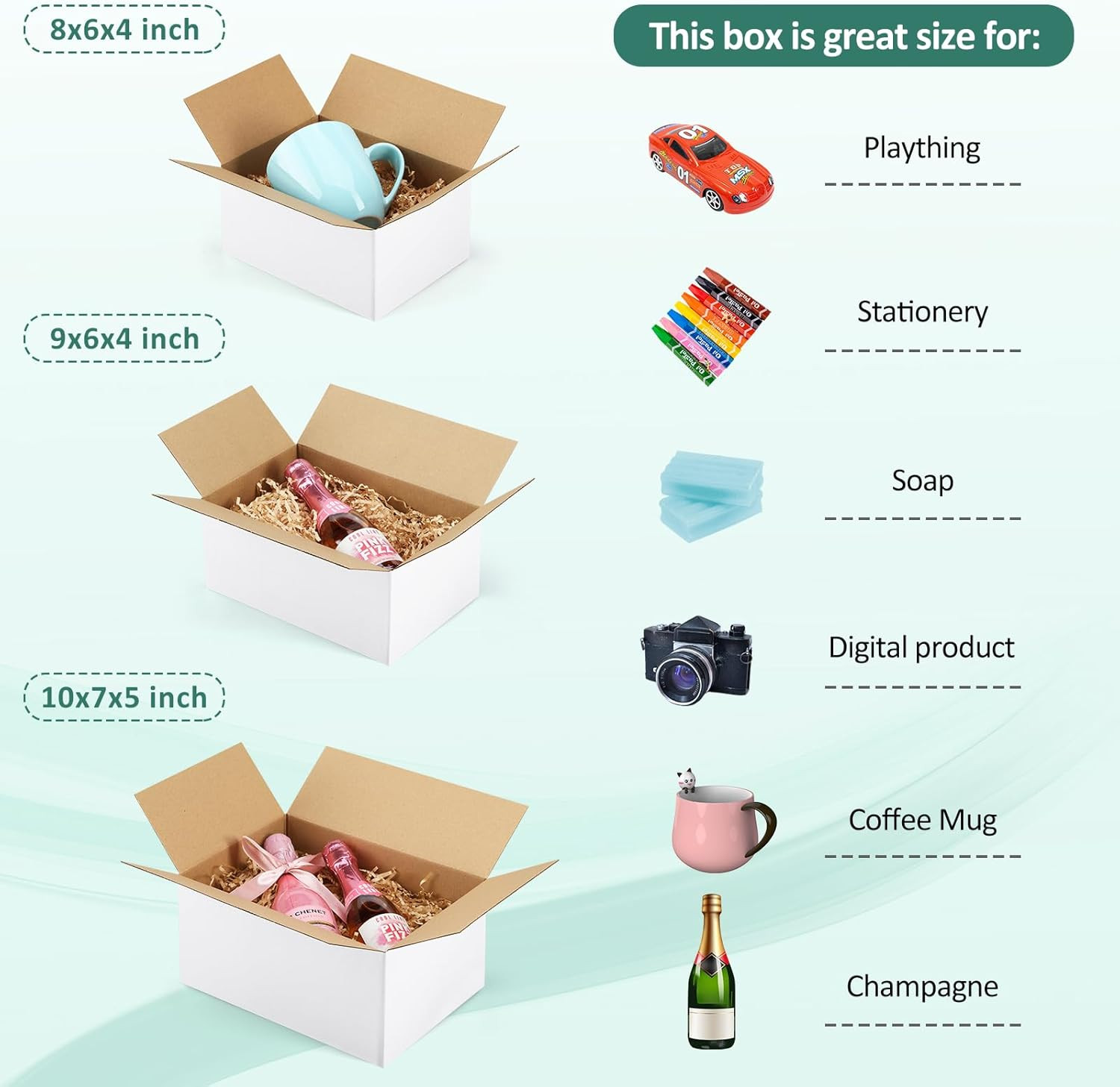 Eupako 30 Pack Small Shipping Boxes Assorted Sizes, 8x6x4 & 9x6x4 & 10x7x5 10 PC