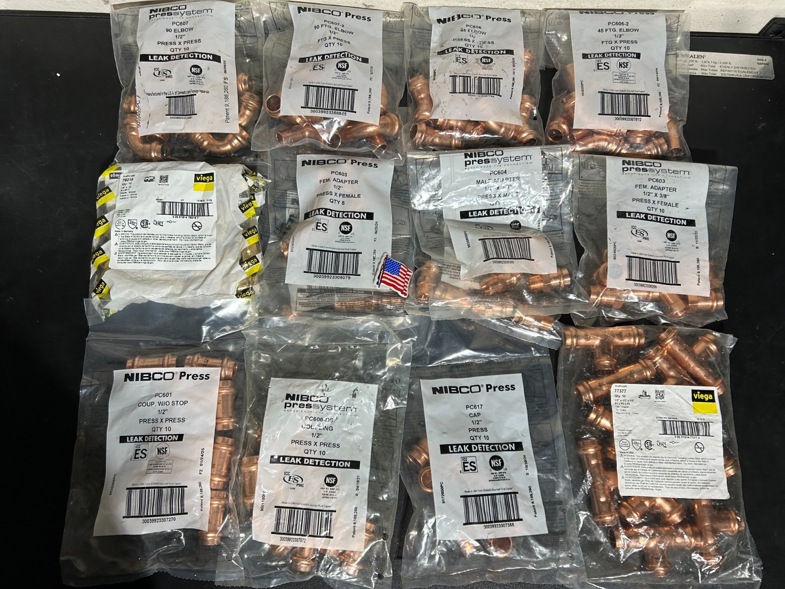 NIBCO VIEGA PROPRESS 1/2″ COPPER FITTINGS QTY (120) NIB *USA+GER*