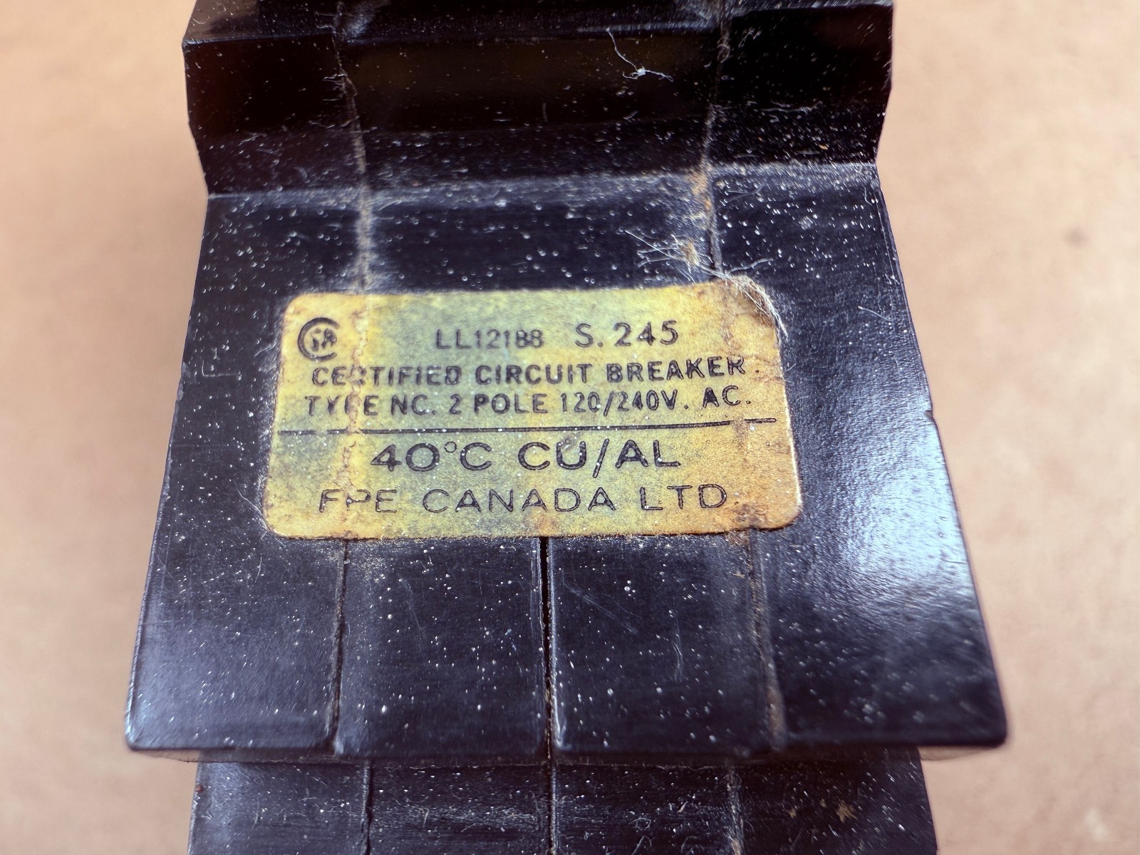 USED Circuit Breaker FPE Federal Pacific FPE 40 Amp 2 Pole Stab-lok