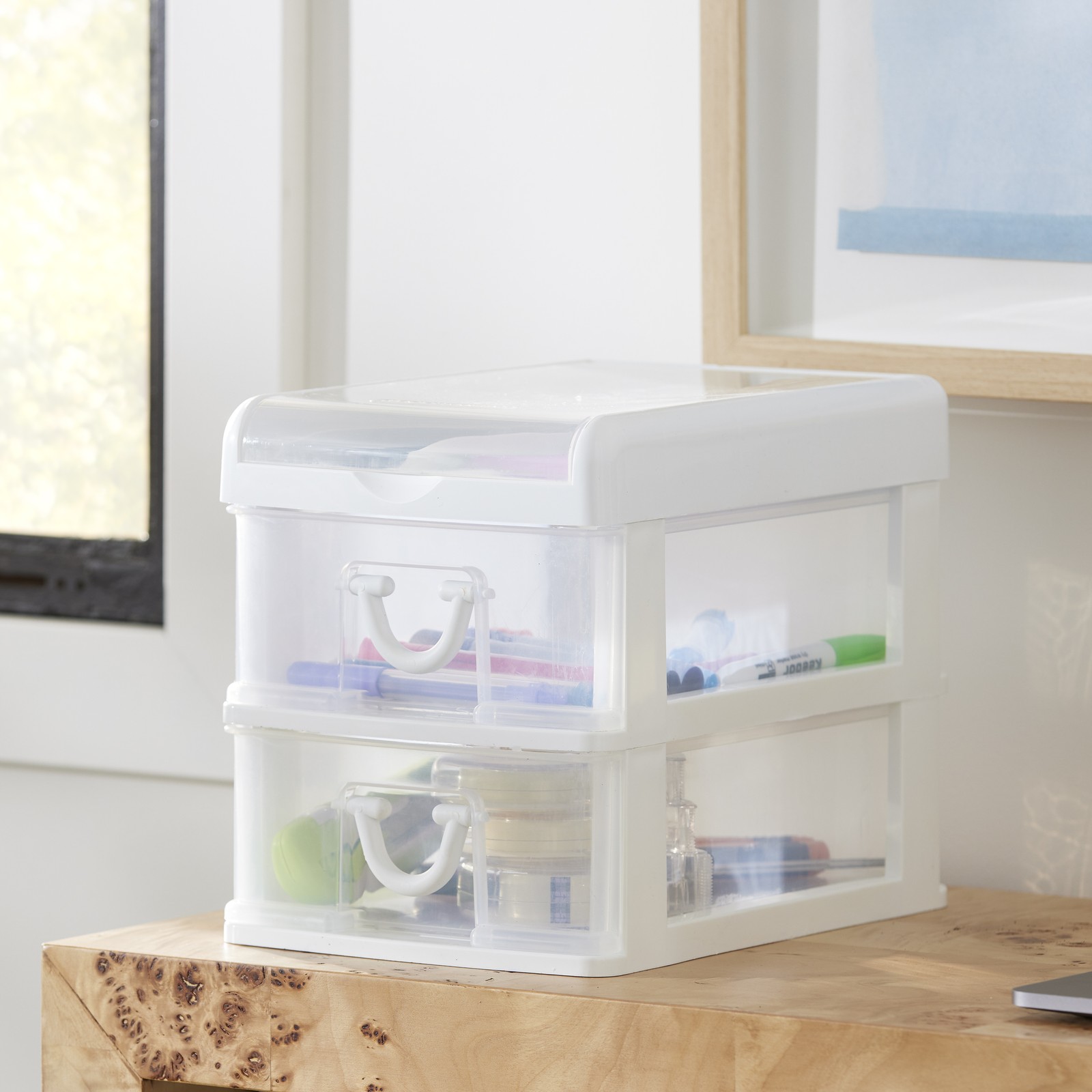 Gracious Living 2 Drawer Desktop Countertop Organizer with Flip Top Lid (3 Pack)