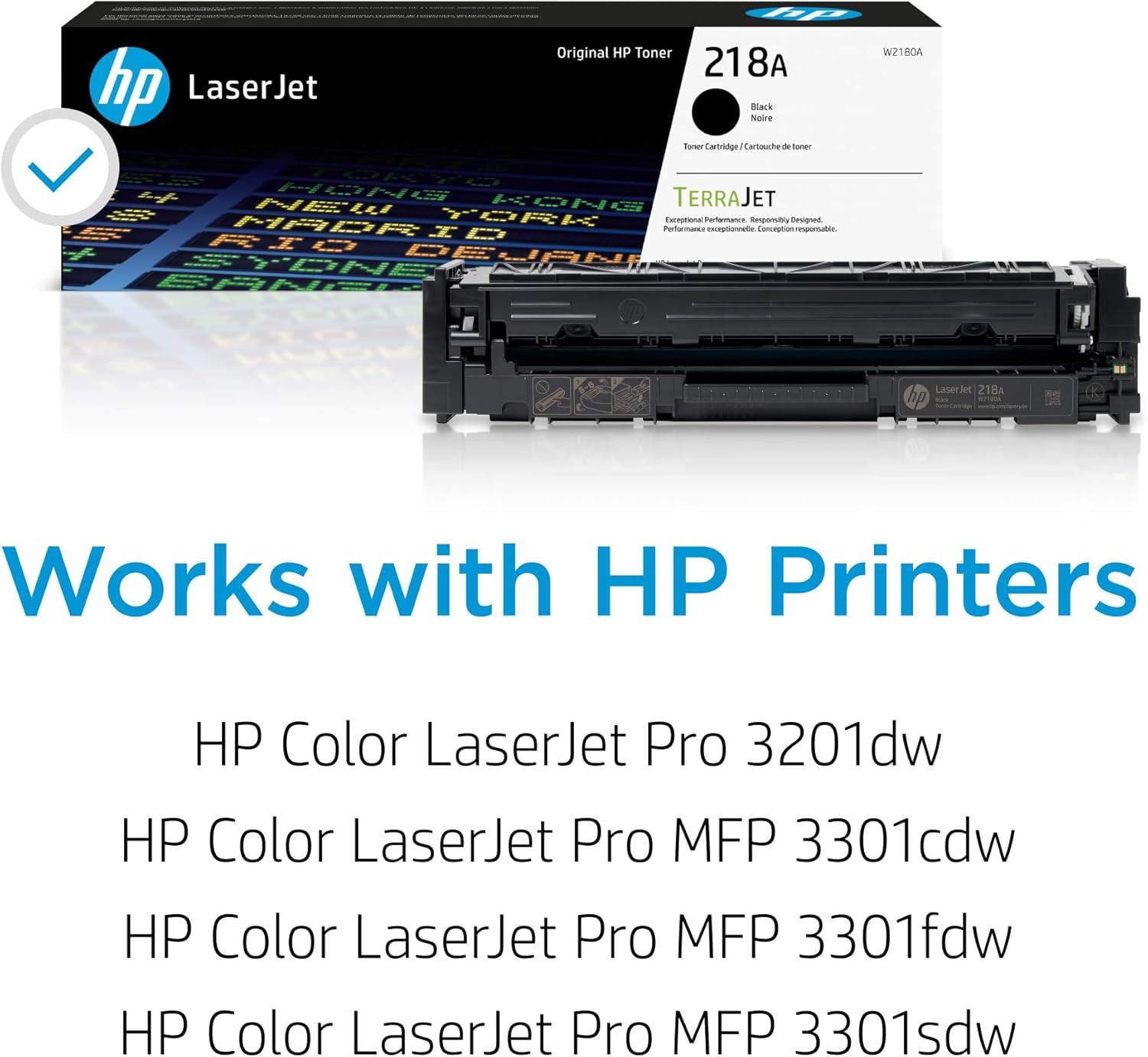 218A Black Toner Cartridge | Works with Color Laserjet Pro 3201, MFP 3301 Series