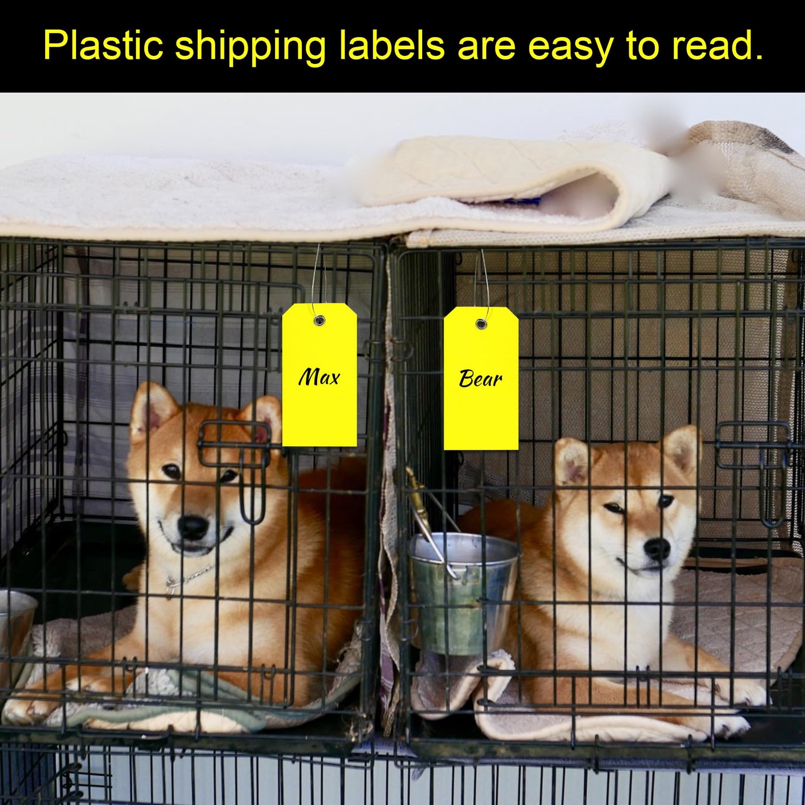 100 Pieces Plastic Shipping Tags with Reinforced Wire 2.36 x 4.7, Yellow
