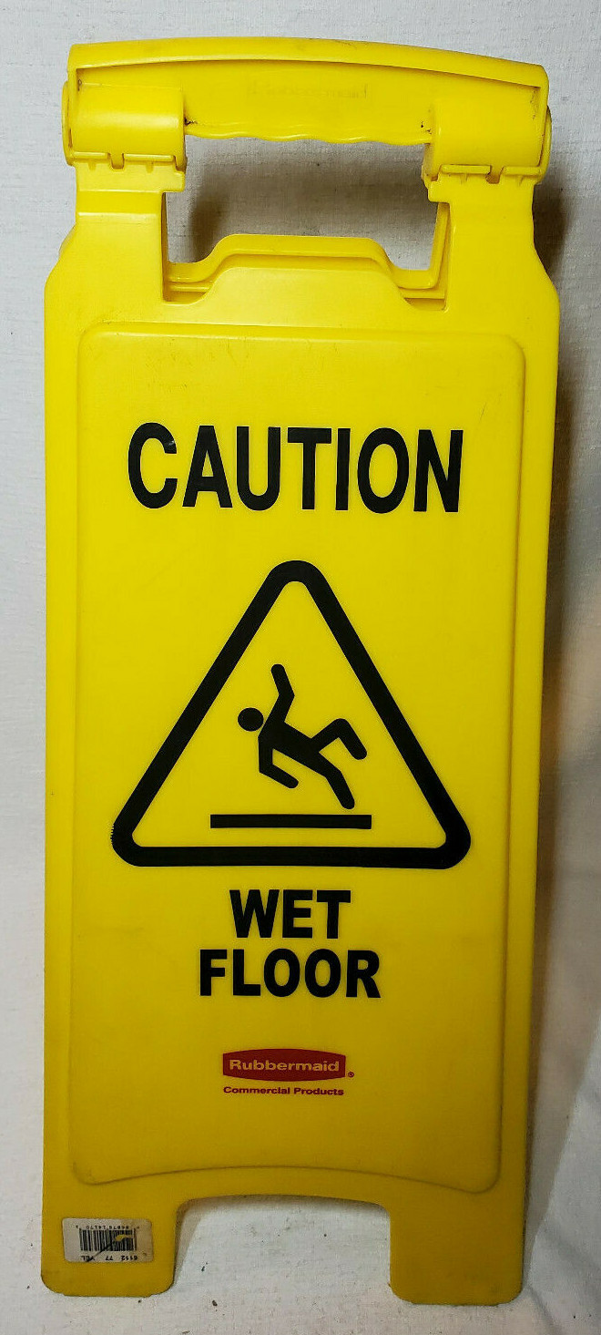 RUBBERMAID CAUTION WET FLOOR YELLOW 2 SIDED FOLDING SIGN (611277YEL)