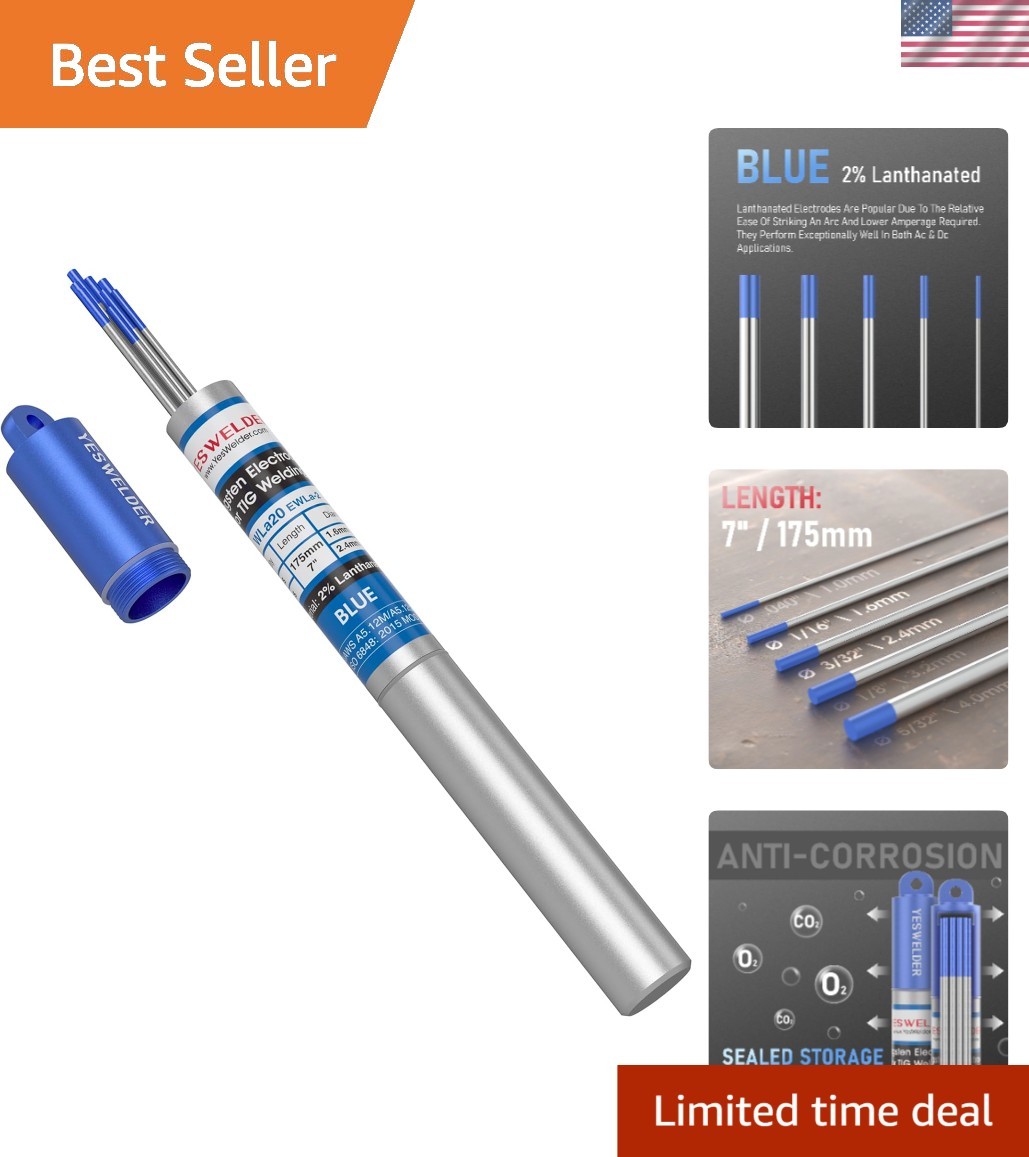 AWS Certified 2% Lanthanated Tungsten Electrodes – 10 Pack – Effortless Arc Blue