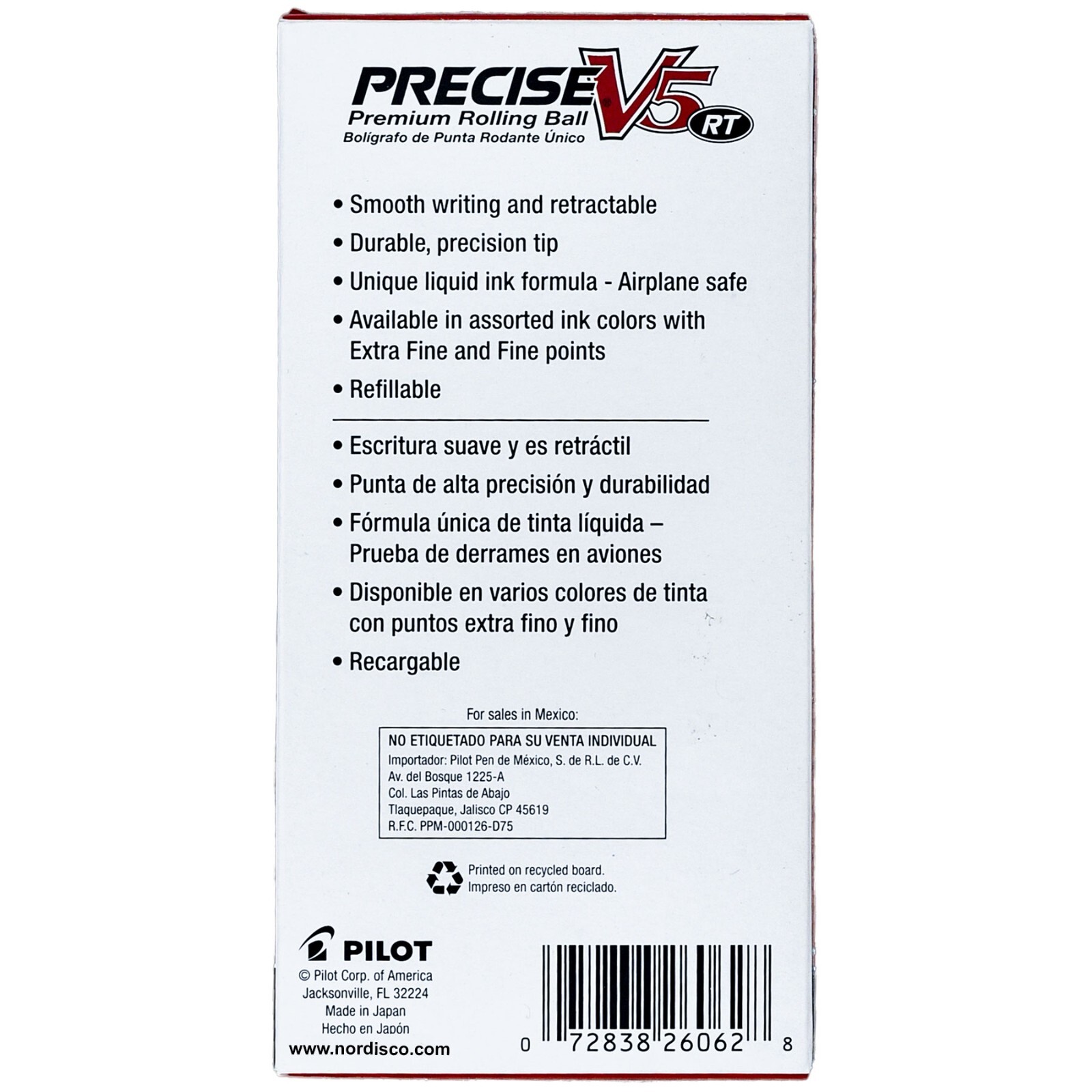 Pilot Precise V5 RT, 3 Pens With 4 Packs of Refills, Black Ink, 0.5mm X-Fine