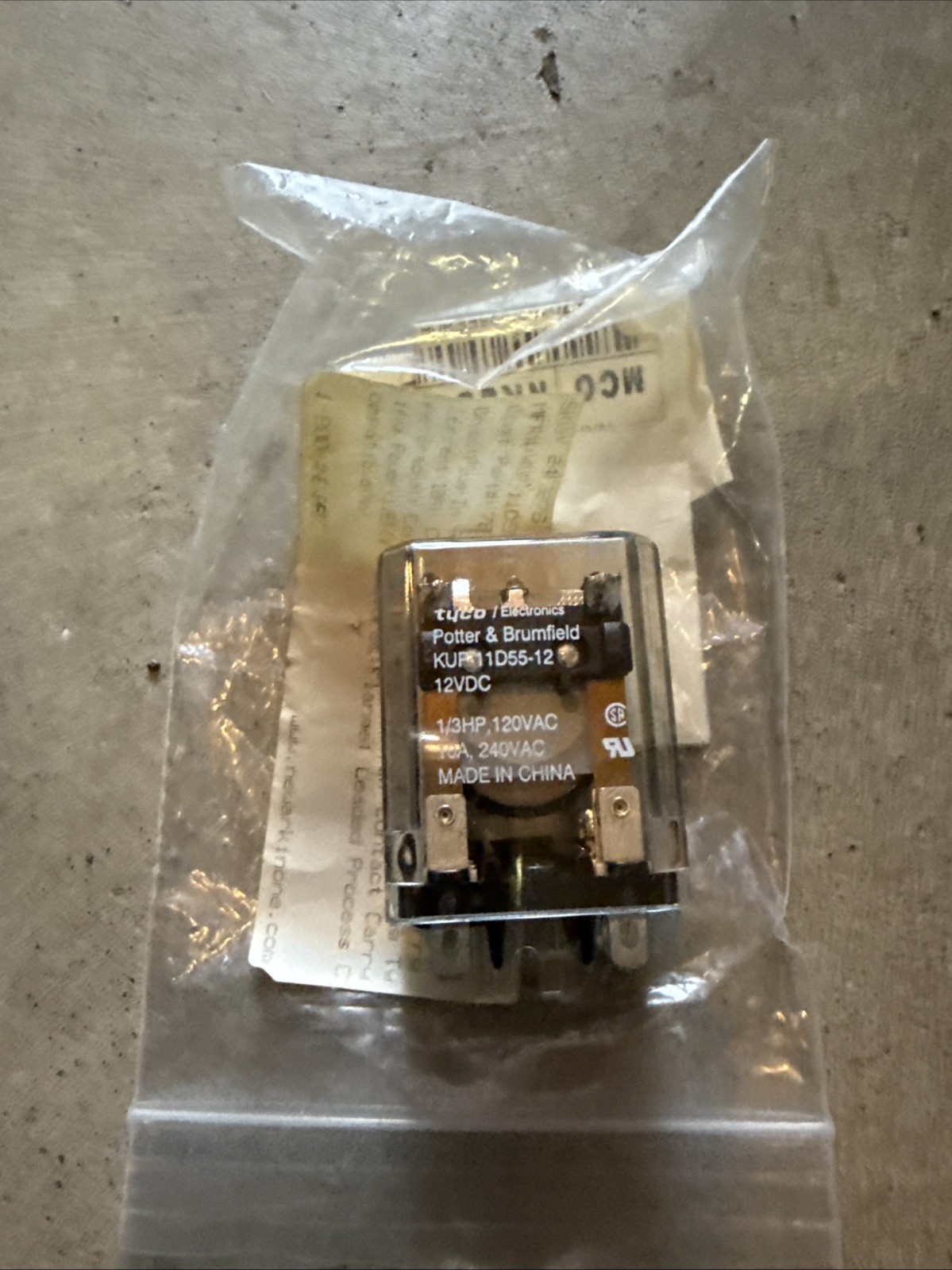 Power Relay 12VDC, DPDT, 10A, POTTER & BRUMFIELD / TE CONECTIVITY KUP-11D55-12