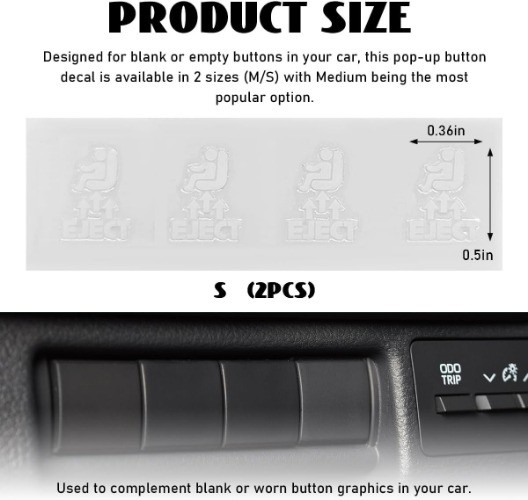 2PCS Eject Blank Car Button Stickers, Funny Seat Eject Vinyl Decal fo Color: M