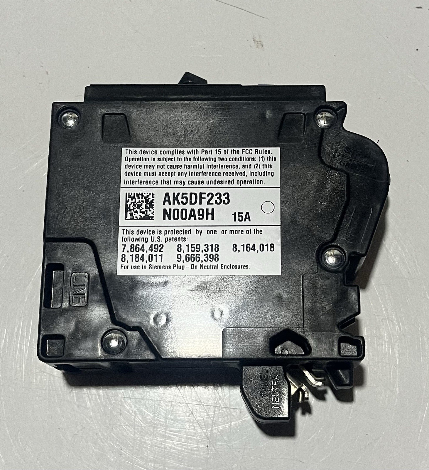 Siemens QA115AFCN 15A 1-Pole Plug-On Neutral Circuit Breaker
