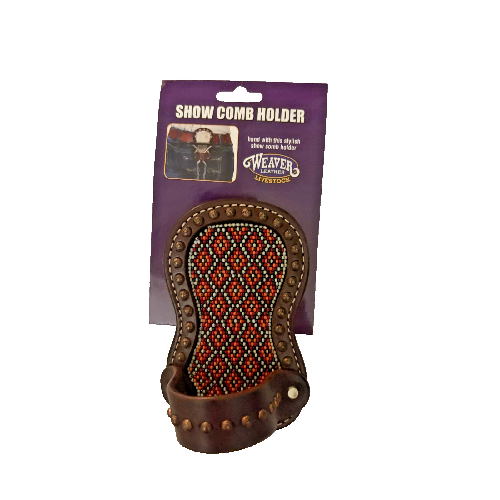 Weaver Leather Livestock Show Comb Holder Orange Beaded