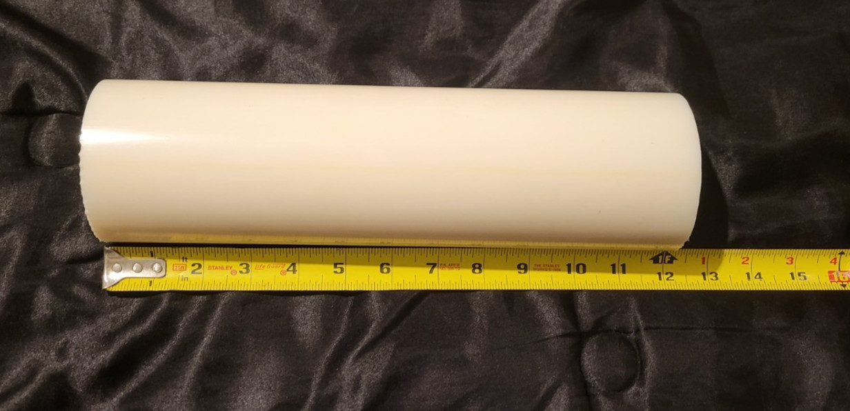 White Delrin 3 3/8″ Dia Rod Round Stock 12″ long (3.375 X 12.000) INV#W-47