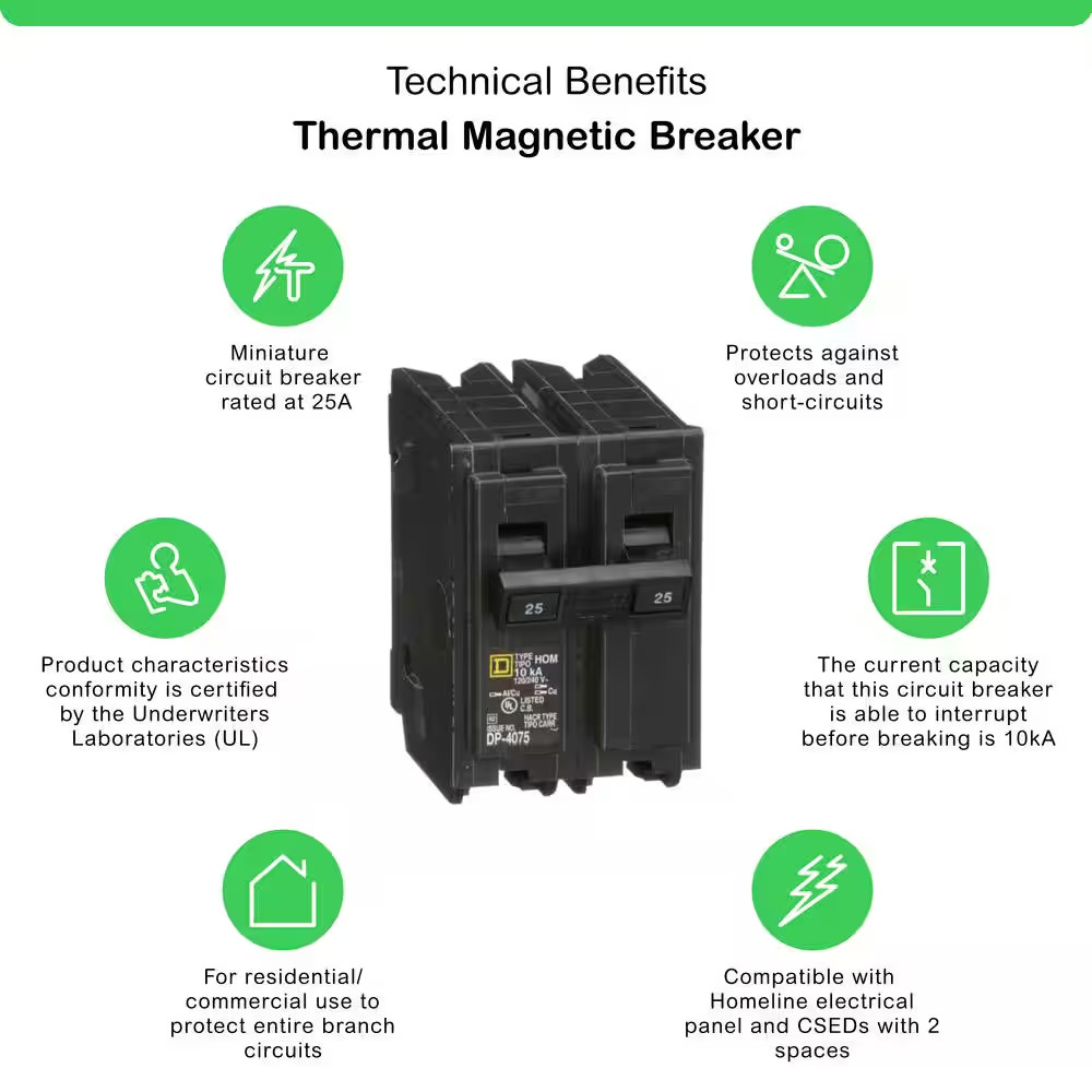 Homeline 25-Amp 2-Pole Circuit Breaker (HOM225CP)
