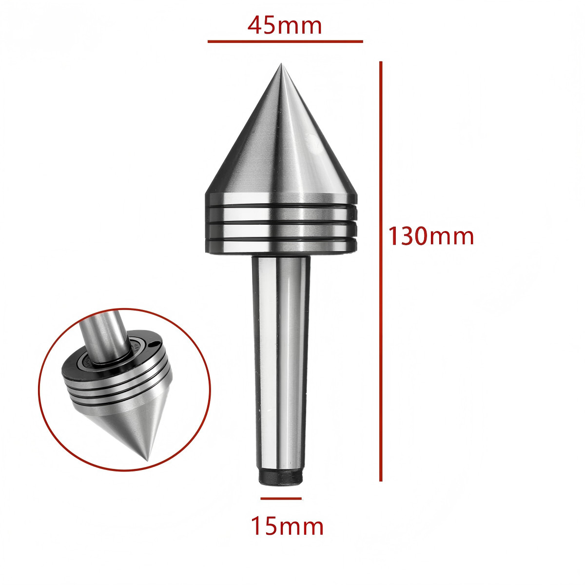 MT2 Live Center Morse Taper Triple Bearing Tailstock Center For CNC Lathe Tool