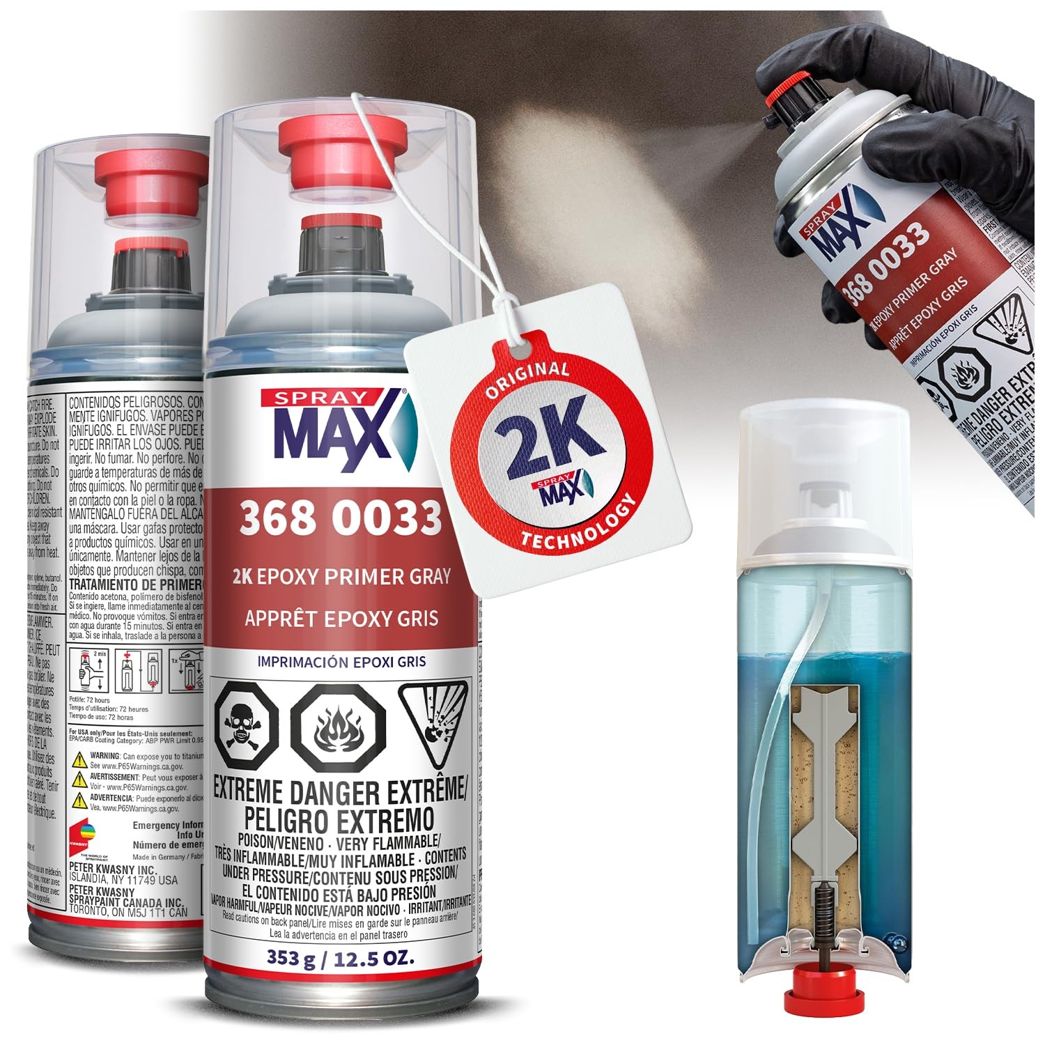 2K Epoxy Primer Gray 12.5 oz | Fast-Drying, High Adhesion Spray Paint