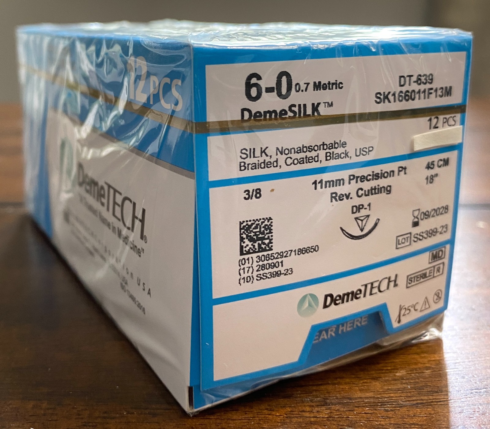 DemeTECH DemeSILK 6-0 Silk Surgical Sutures DT-639 12 PCS Exp 09/2028 Sealed