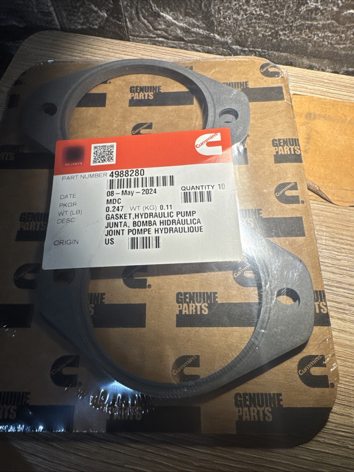CUMMINS 4988280 HYDRAULIC PUMP GASKET QTY 10