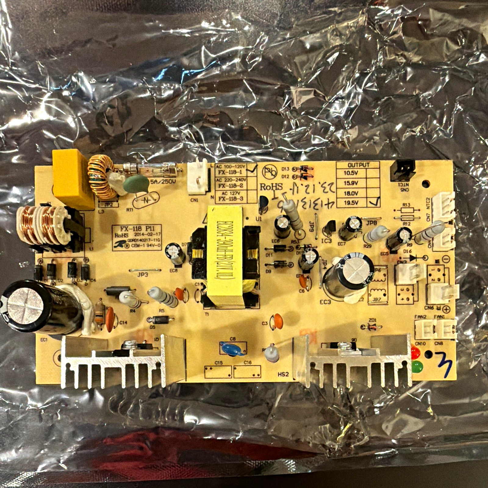FX-118 P11 Power Supply PCB Board 19.5V AC 100-120V Wine Cooler control board