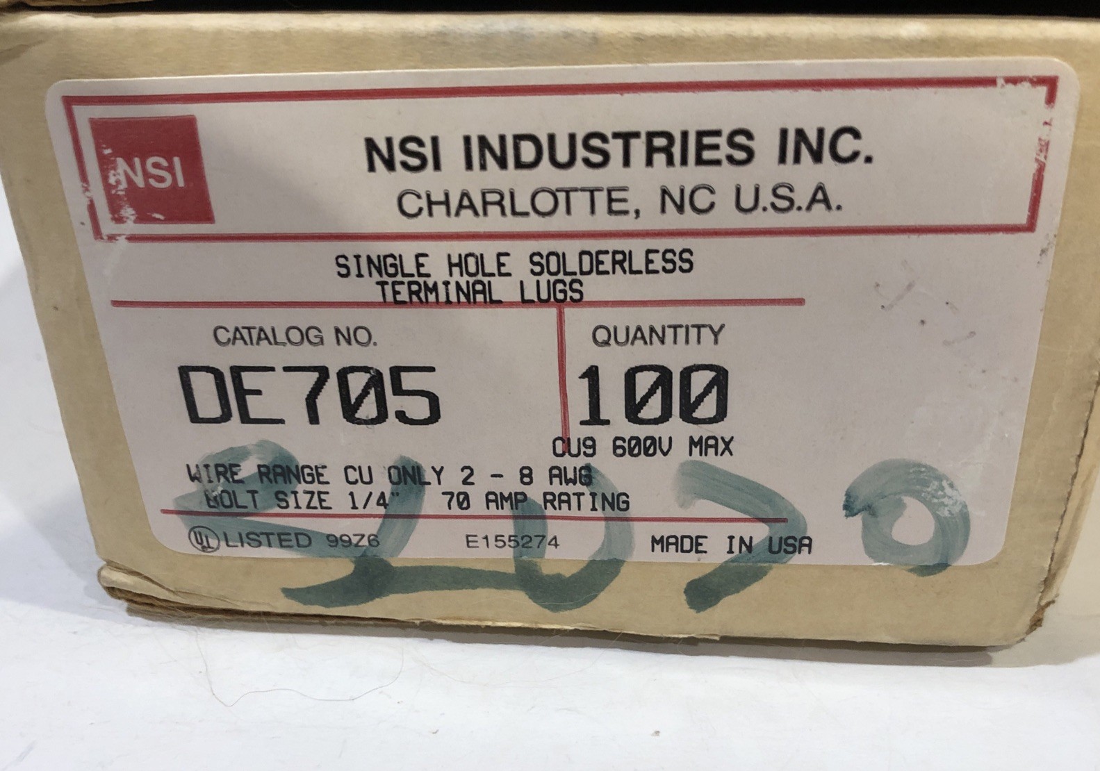 NSI Industries DE-705 Offset Copper Single Mechanical Lugs 2-8 AWG Lot 92 NEW