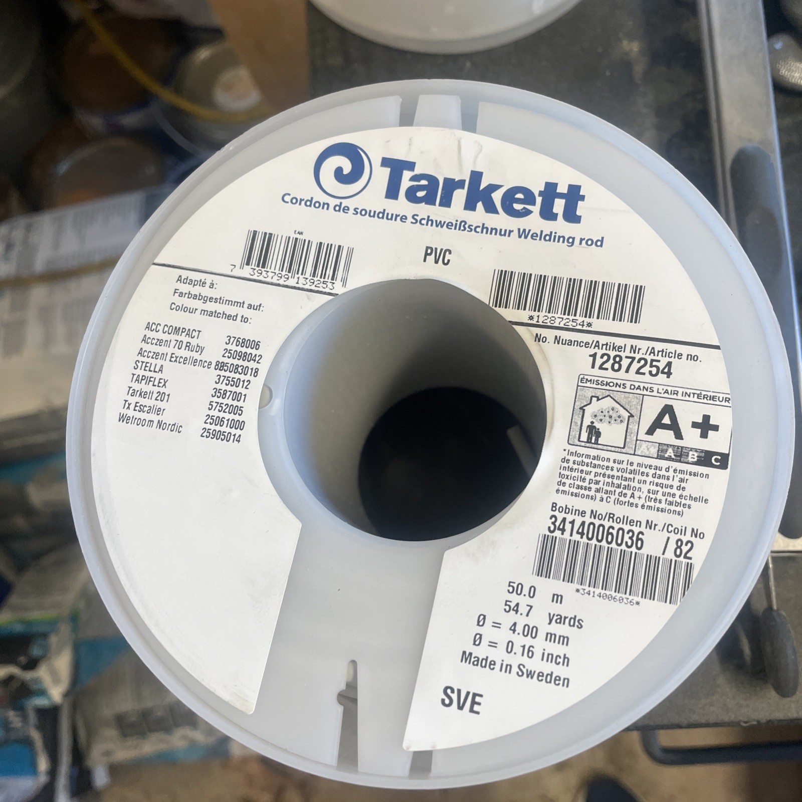 Tarkett PVC Weld Rod 1287254 Spools 50.0m Roll Gray Color