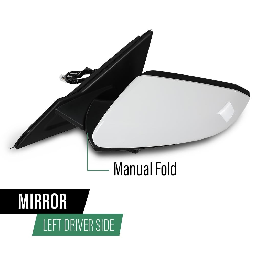 Left Power Mirror Manual Folding 3-Pin Honda Civic 2016-2021 White HO1320283