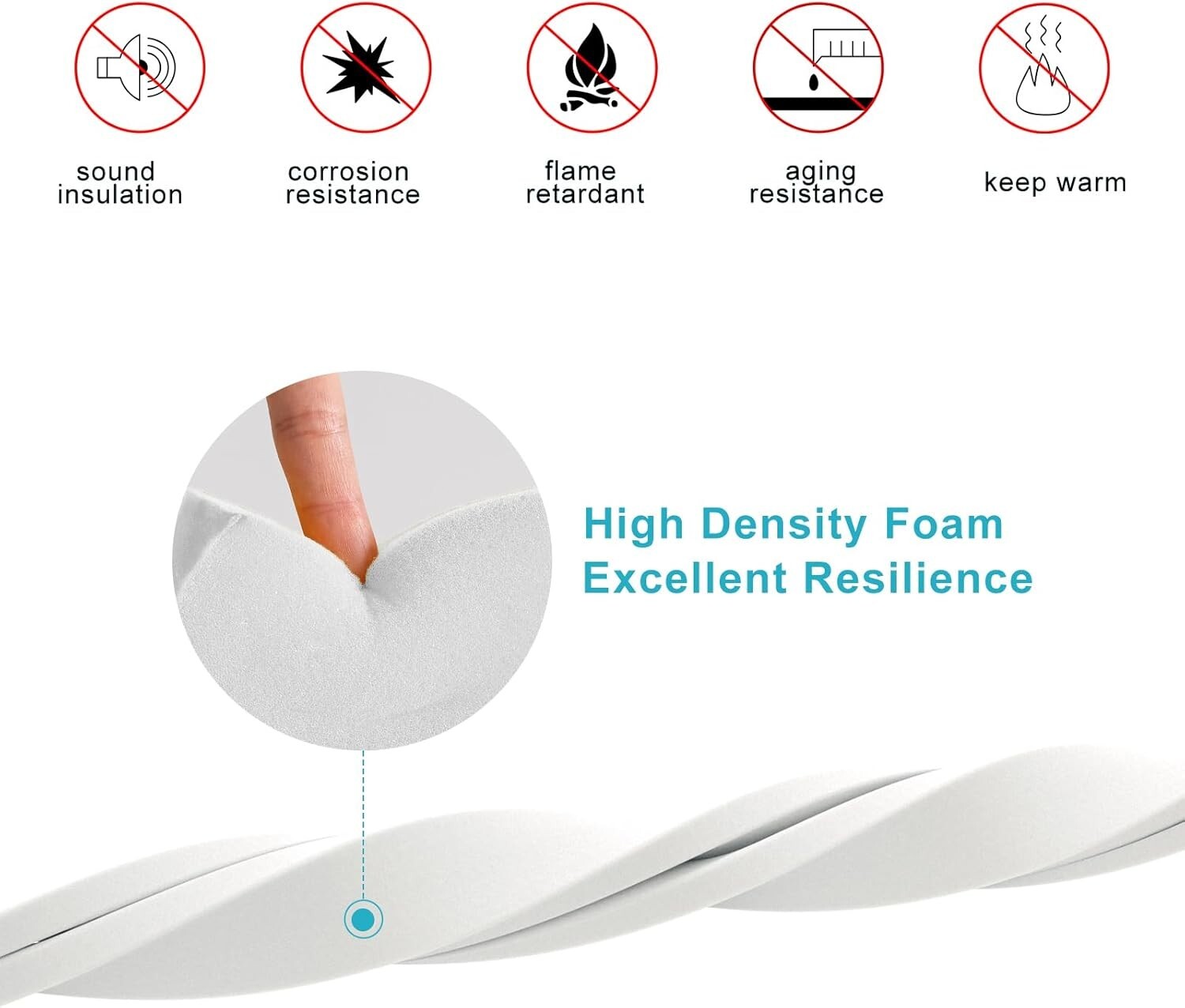 White Foam Tape Self Adhesive Weather Stripping, Noise Isolation 4 Doors Window