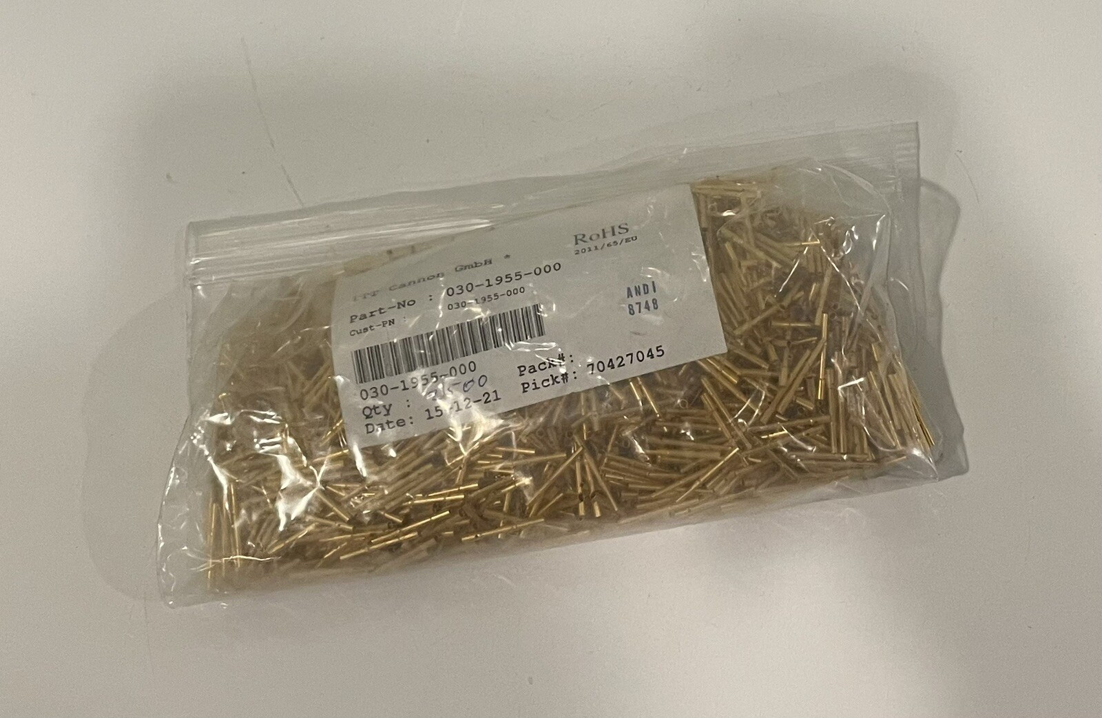 ITT Cannon 030-1955-000 D-Sub Contact Connector Gold Plated NEW! FREE SHIPPING!