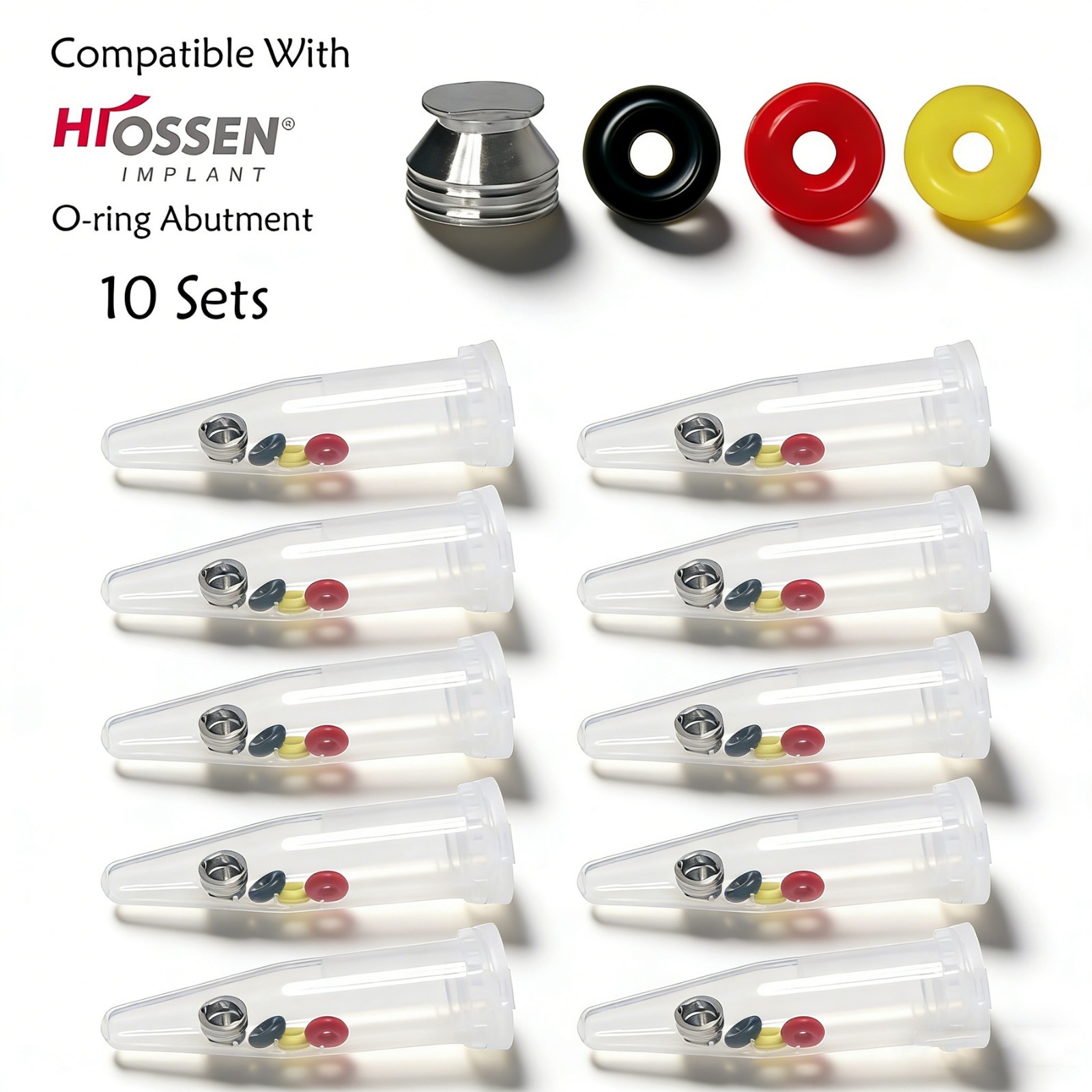 Dental Implant O-ring Retention Cap Kit For Hiossen/Osstem Ball Abutment 4pc/set