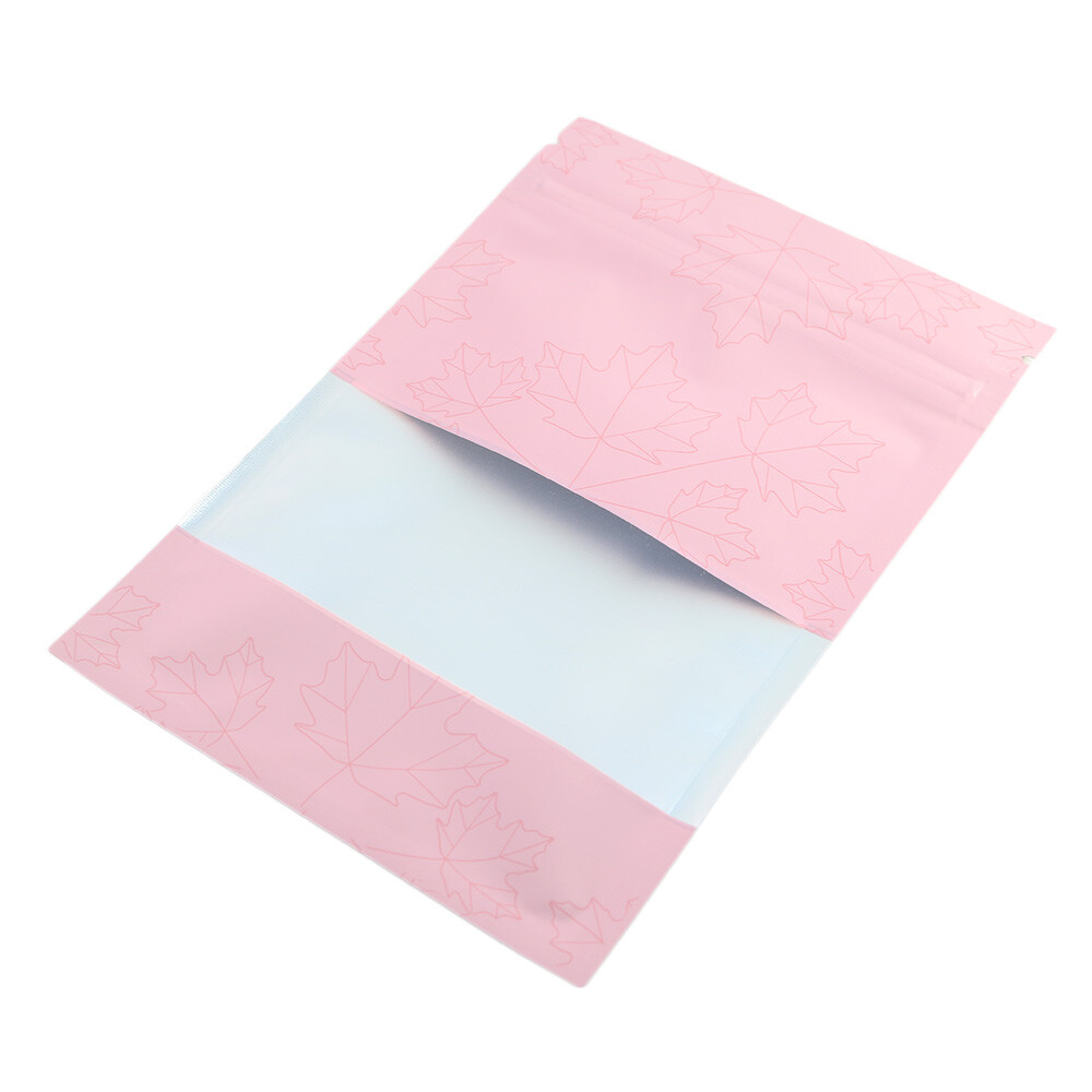 Pink Maple Leaves Aluminum Flat QuickQlick™ Bags 10 x 15 cm – Multi Quantity