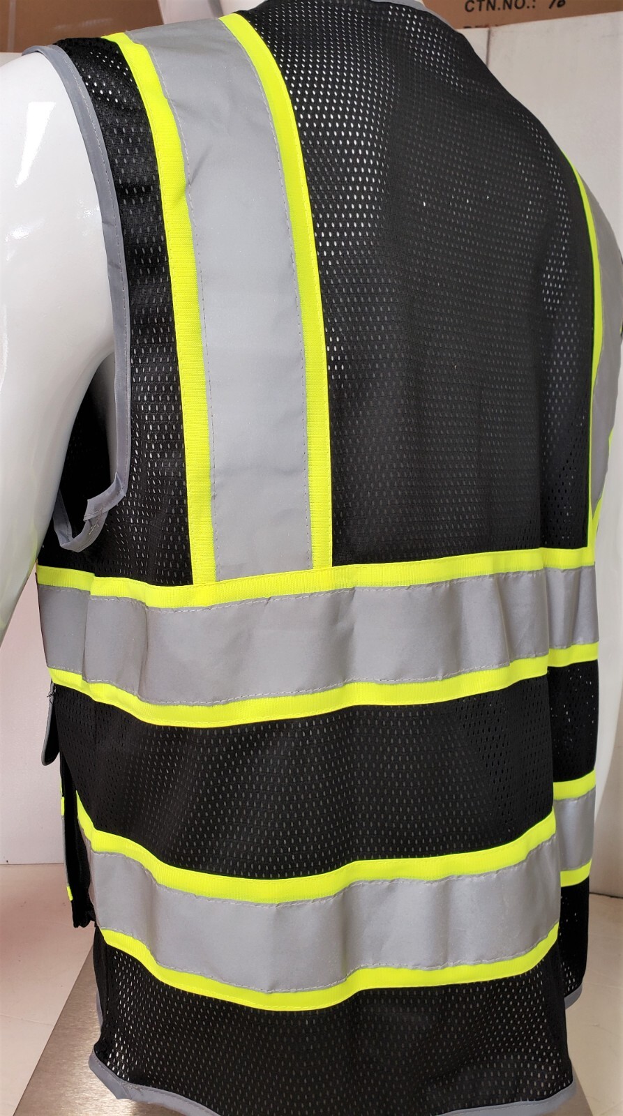 FX High Visibility Reflective BLACK OR BLUE Safety Vest w/ ID pocket FXSV8-BK
