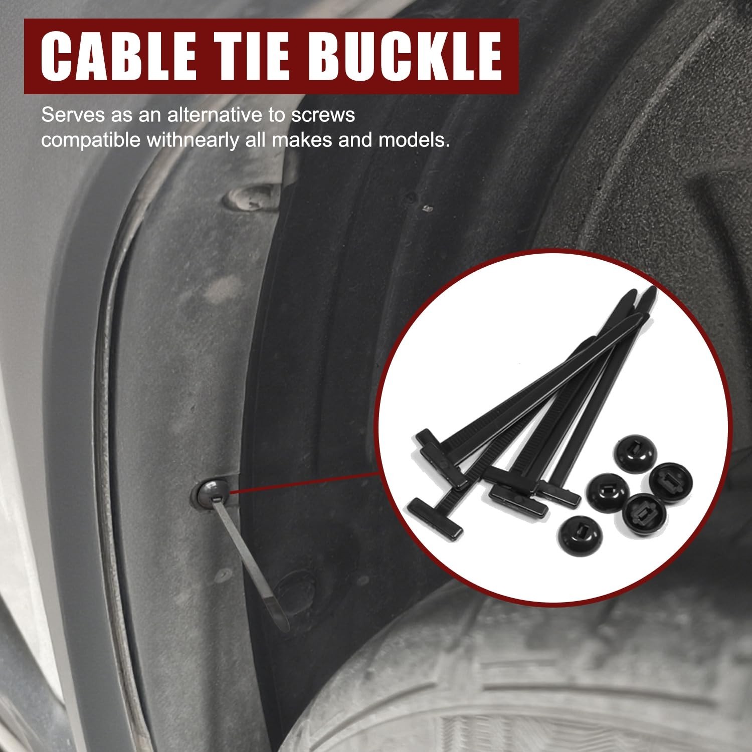 200 PCS Nylon Universal Cable Tie Buckle，Heavy Duty Self-Locking Zip Ties Holder