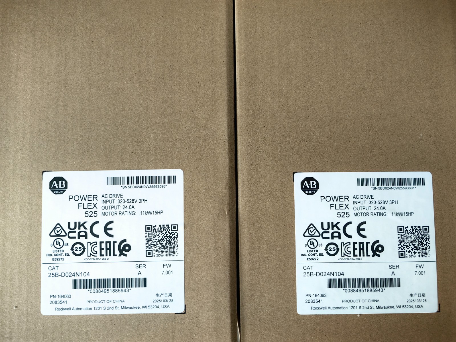2025 New Allen-Bradley 25B-D024N104 PowerFlex 525 11kW 15Hp AC Drive
