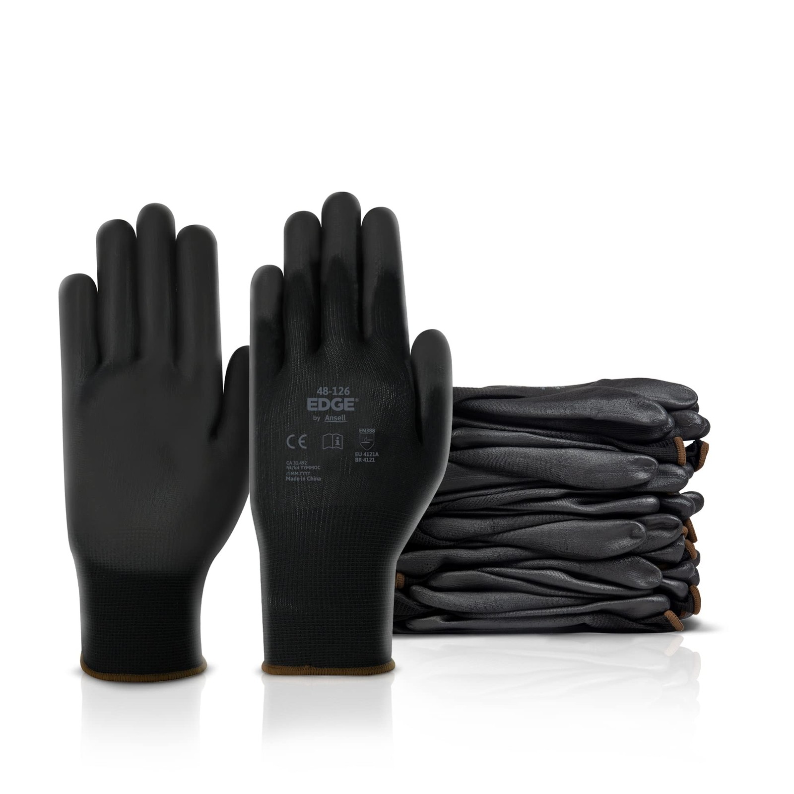 Ansell EDGE 48-126 Abrasion-Resistant Industrial Seamless Gloves w/Knitted Liner