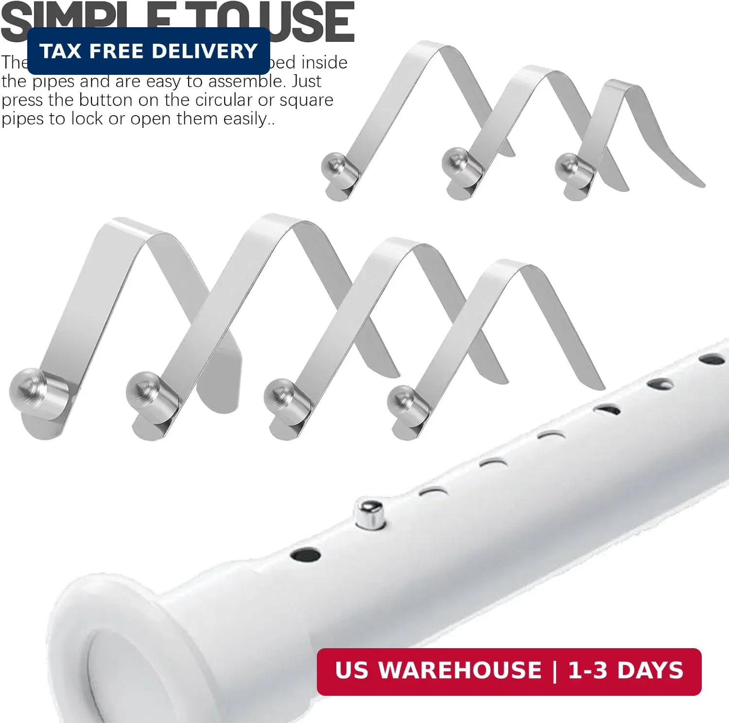 21PCS 7 Sizes Push Button Spring Clips Kit, Stainless Steel Push Button Clips, V
