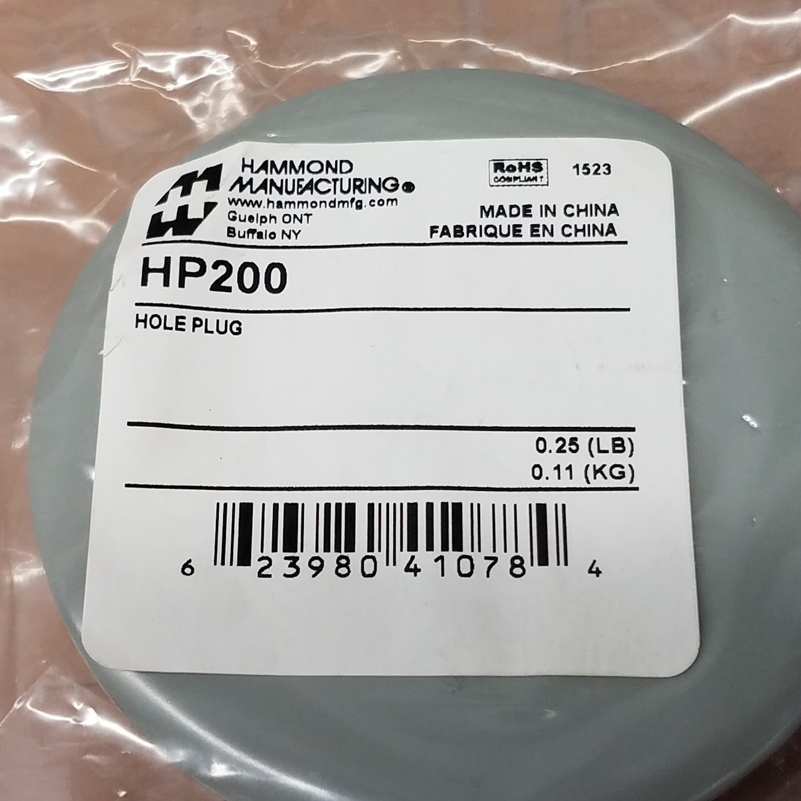 Hammond Manufacturing HP200 Hole Plug, 3in (76.2mm) Diameter – NEW