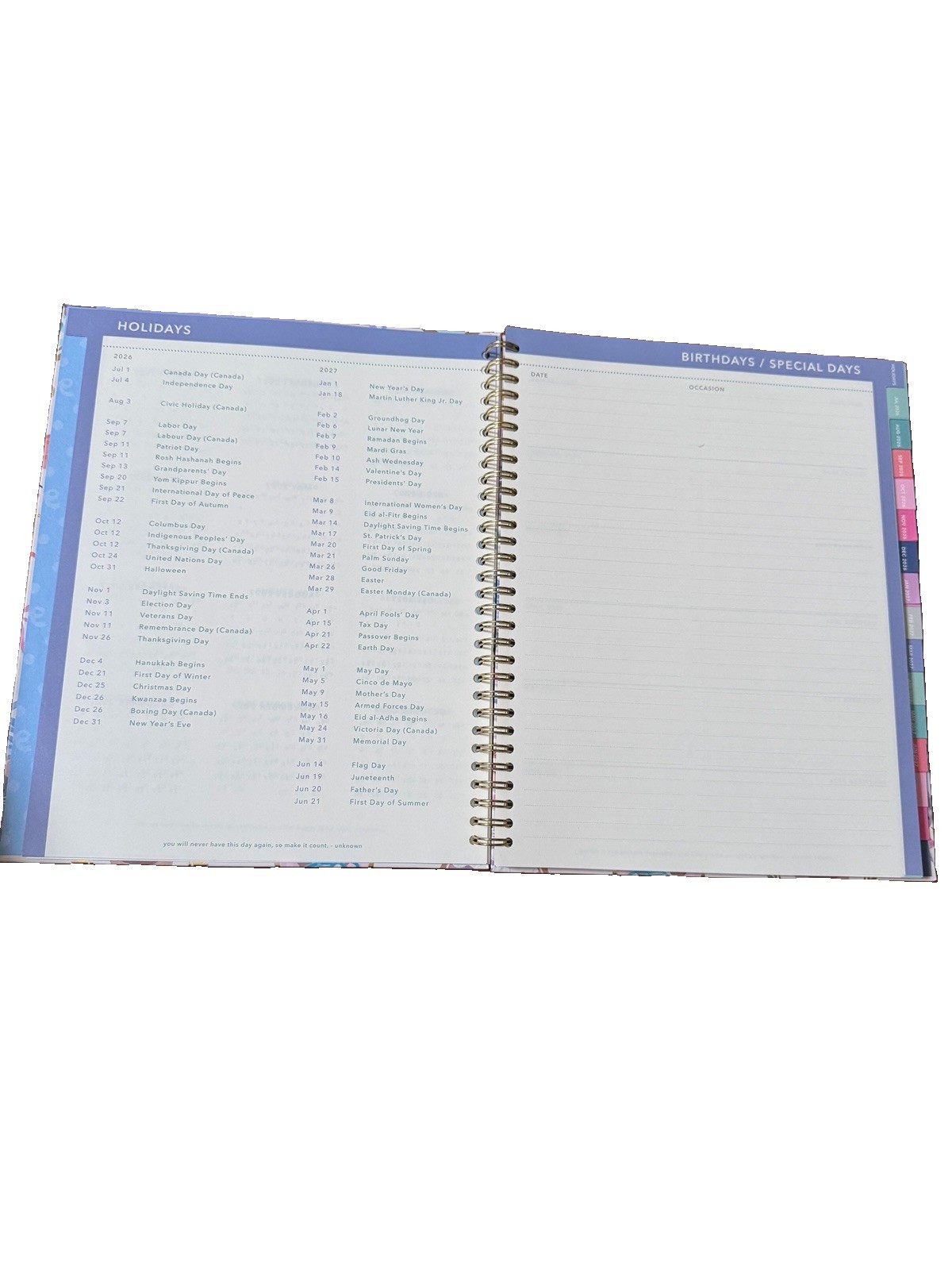 2027 Clementine 12 month Floral Planner July 2026-June 2027 11×9” Notebook Size