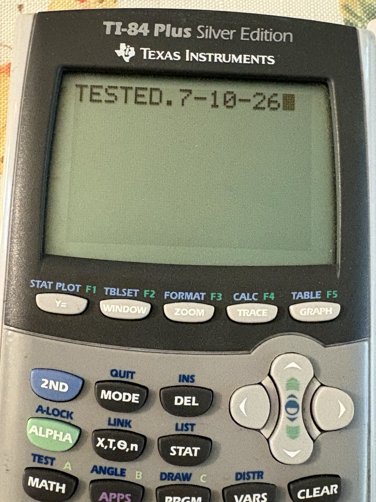 Texas Instruments TI-84 plus Silver Edition Graphing Calculator…Tested & Works