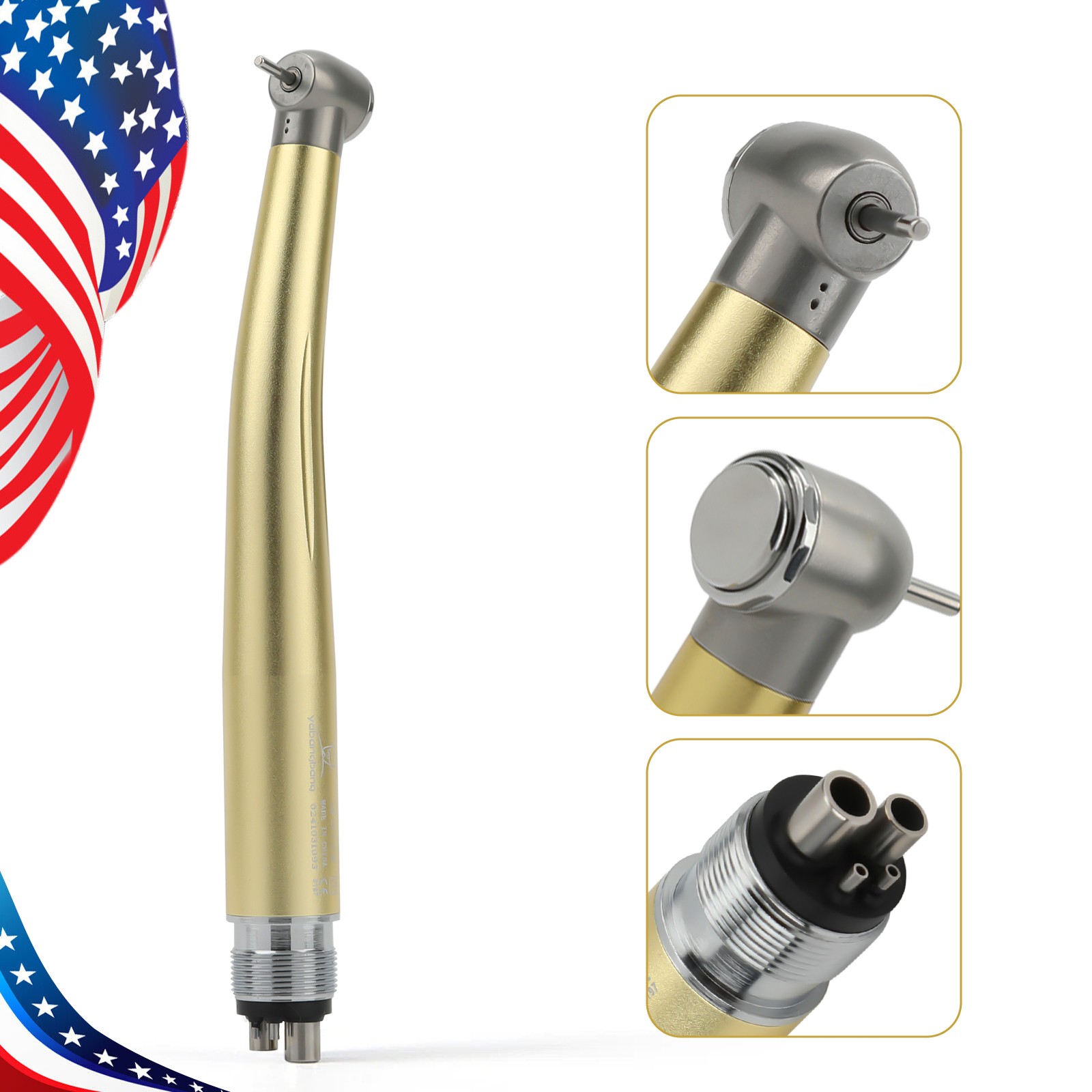 NSK Style Dental High Speed Handpiece Turbine 4 Holes 7 Colors Rotor Golden