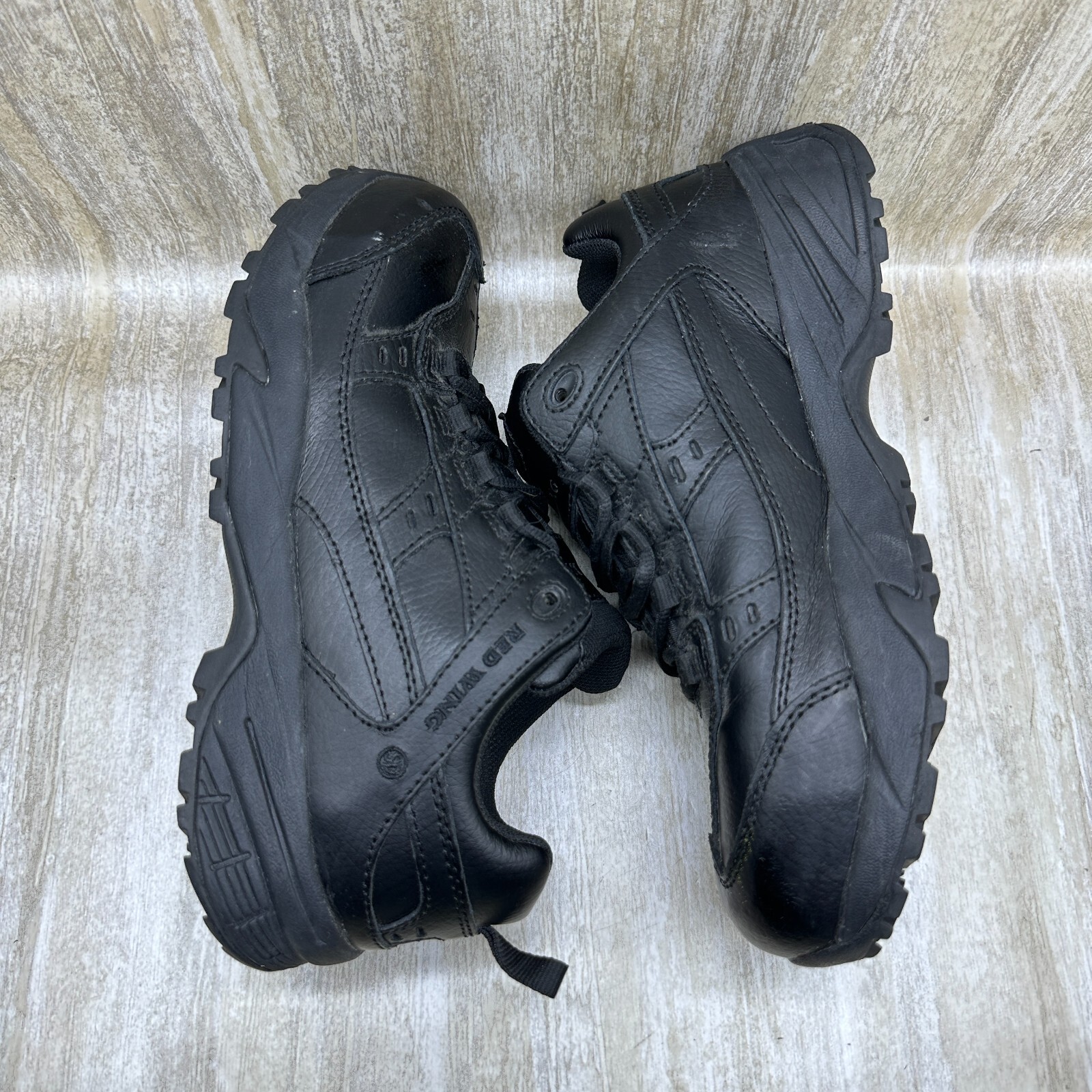 Red Wing Safety Toe Work Shoes Mens 7.5 B Black Leather Slip Resistant 6337