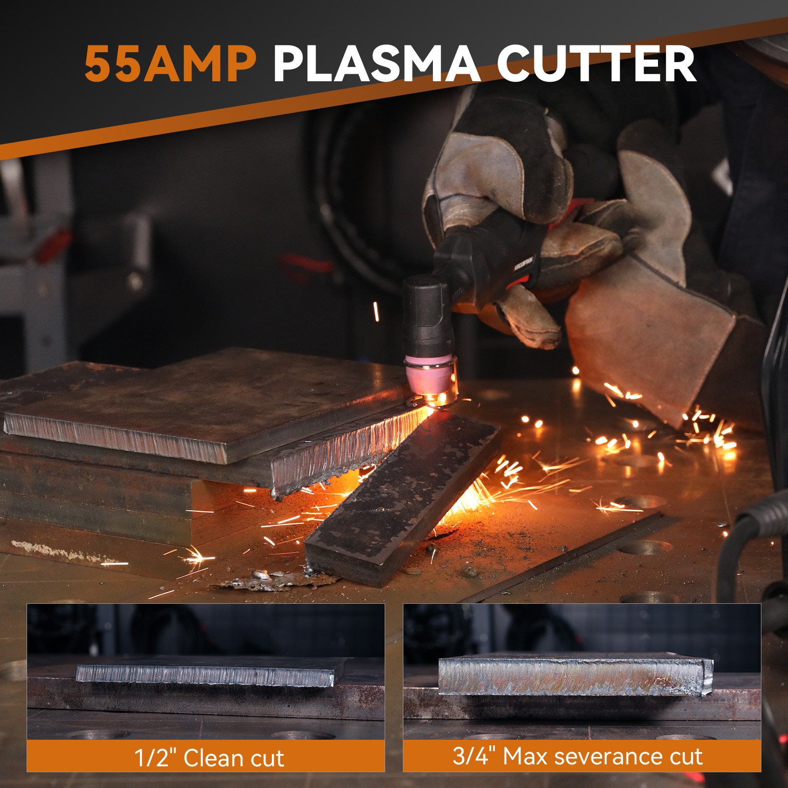 Arccaptain CUT55 LED Pilot Non-Touch Pilot Arc Plasma Cutter with Welder Helmet