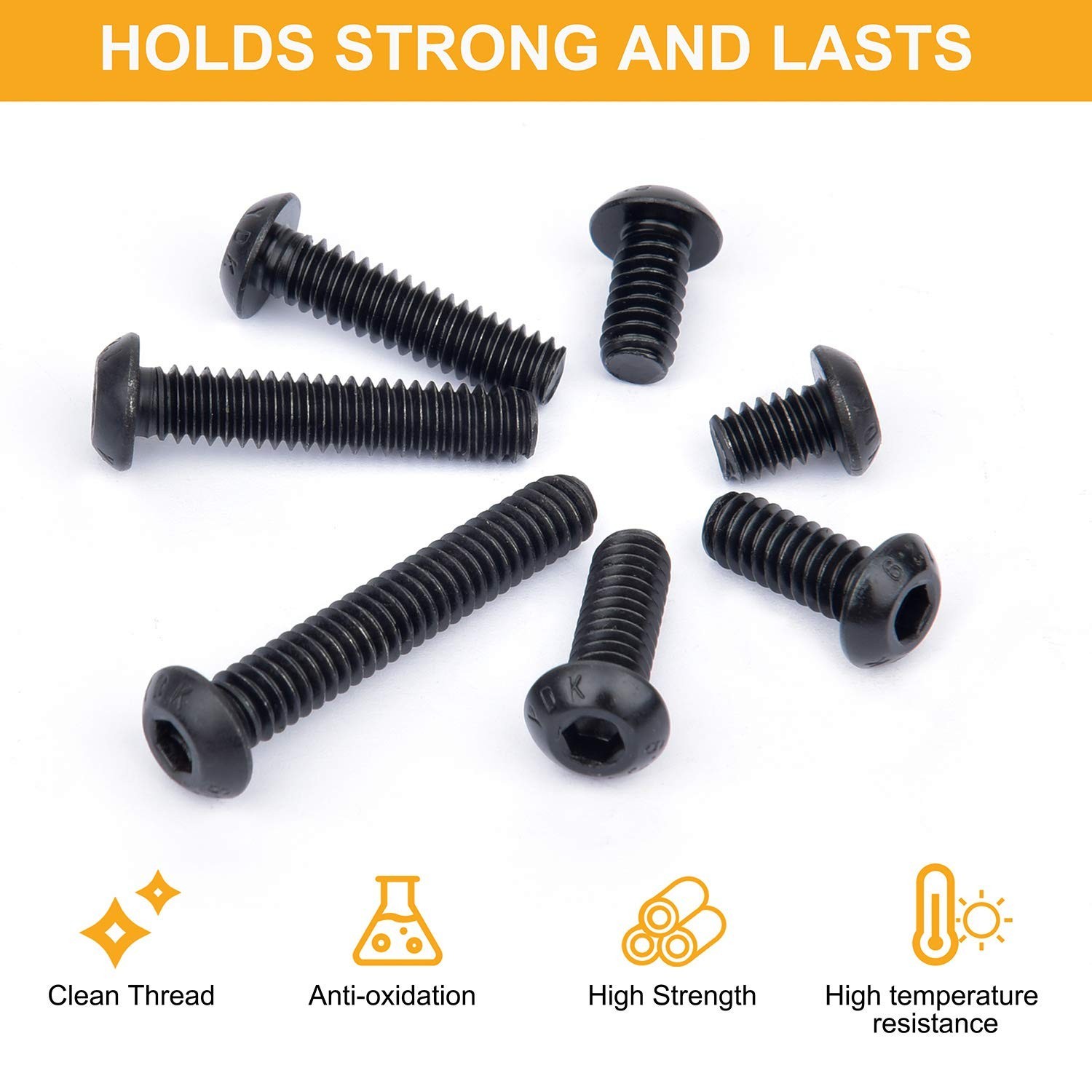 305Pcs 1/4-20 Bolt Nut Assortment Kit, Black Socket Cap Screws, Washers, Class 1
